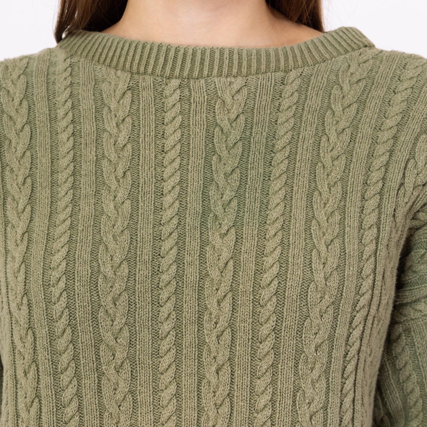 Vintage 90s Sage Green Cable Knit Sweater - Men's Medium, Women's Large | Cotton Crew Neck Slouchy Fisherman Pullover