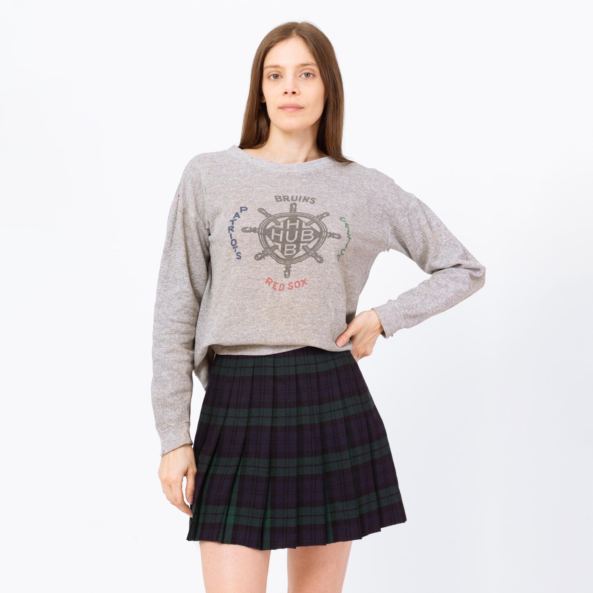 Vintage 60s Boston City Of Champions Sports Team Sweatshirt - Men's Small, Women's Medium | Red Sox Bruins Celtics Patriots Gray Crewneck