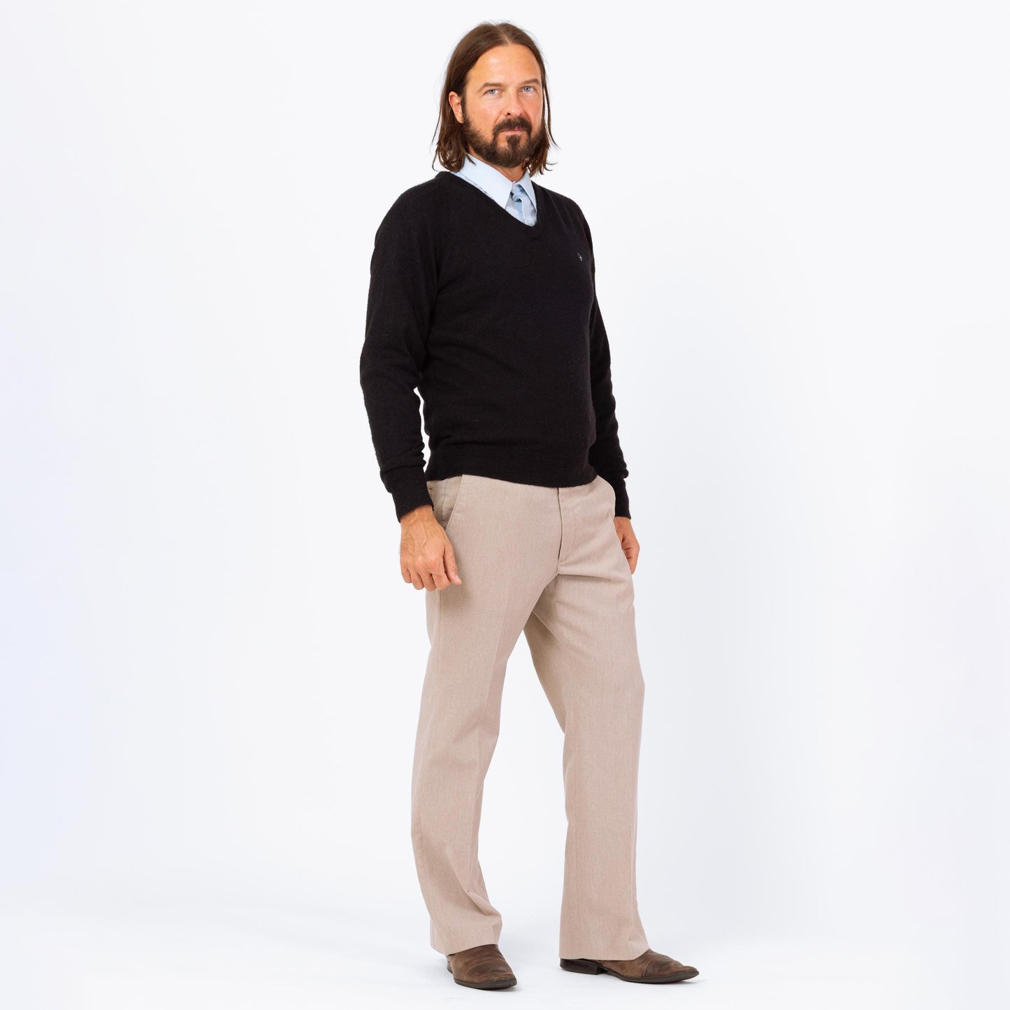 Vintage 70s Levi's Action Slacks - 34x31 | Minimalist Taupe Trousers Bootcut Leg Dress Pants