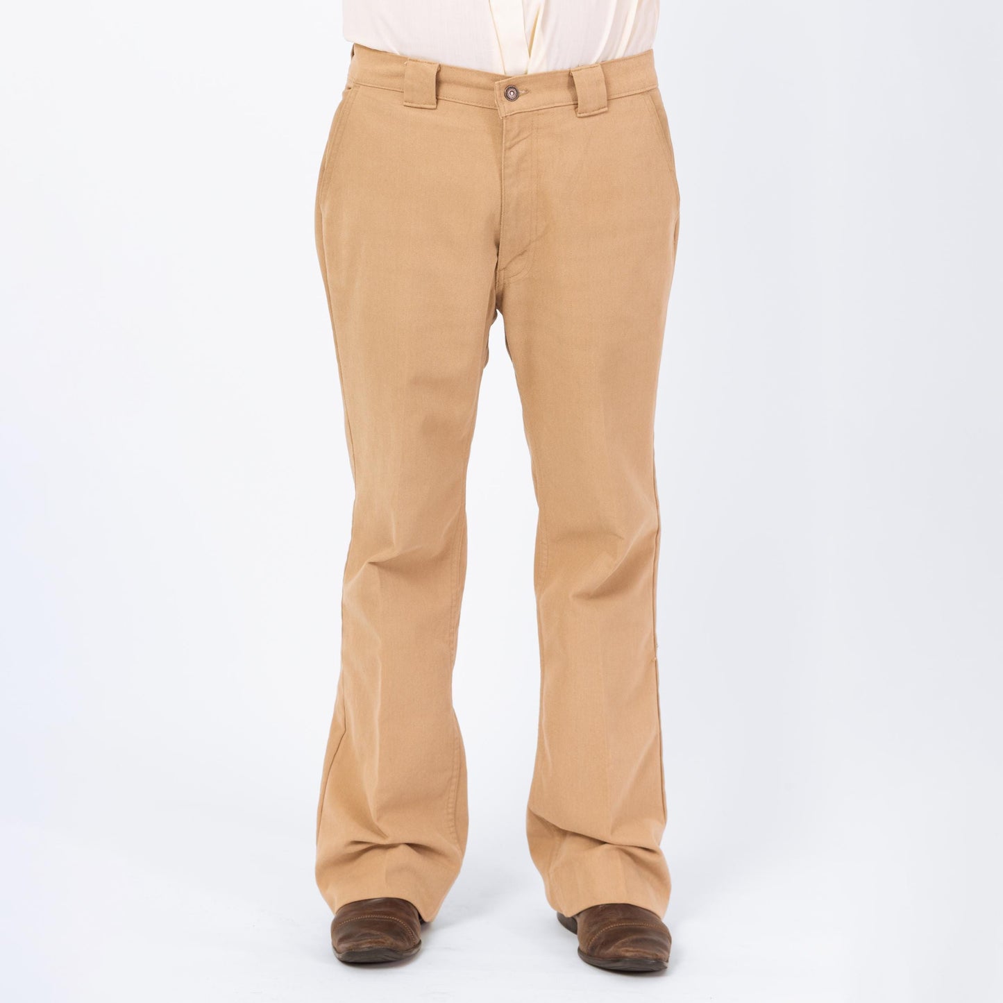 Vintage 70s Levi's Tan Bootcut Pants - 34x31 | Retro Khaki Cargo Pocket Trousers
