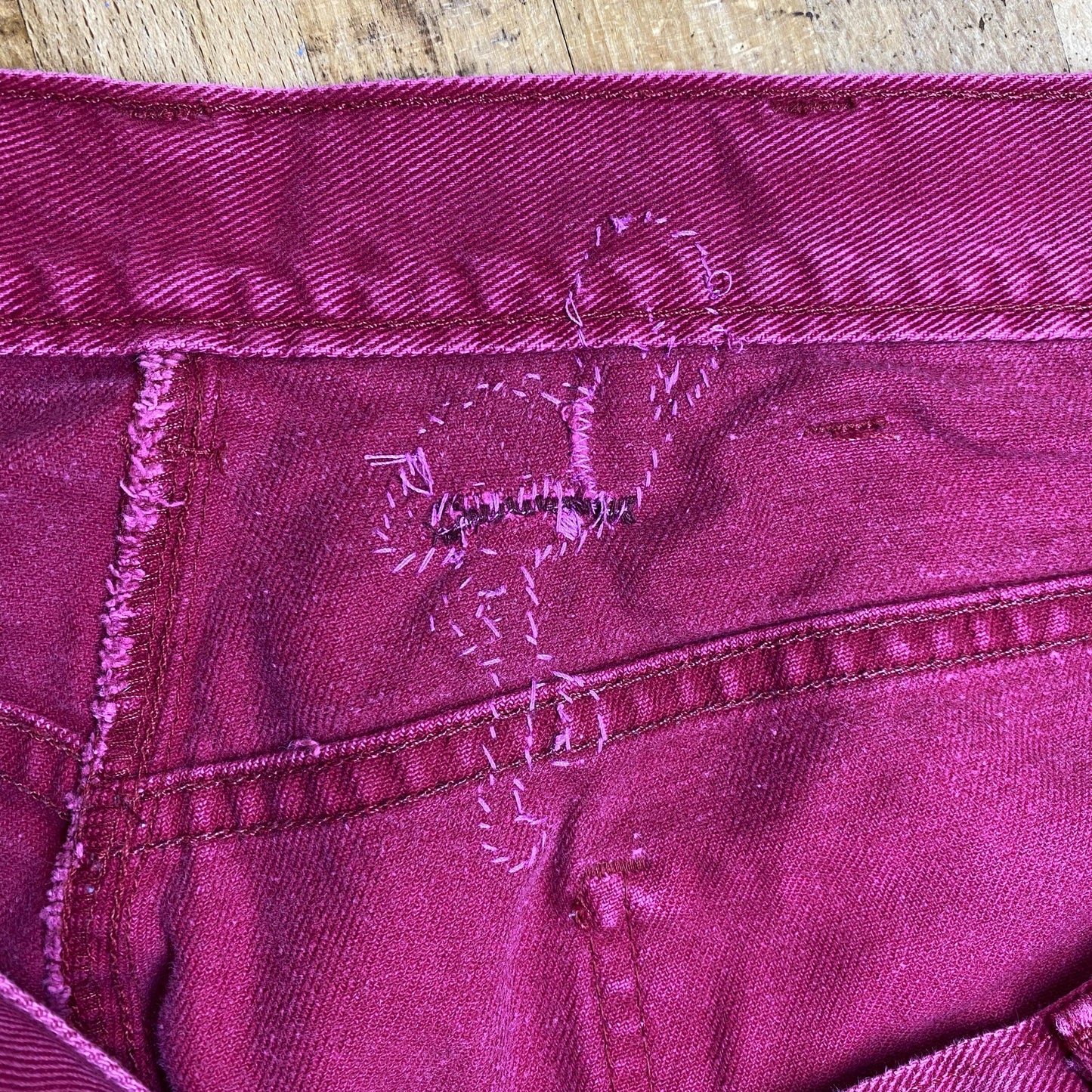 Vintage 80s Hot Pink Flamingo Patch Jeans - Extra Large, 35" Waist | Chic High Waisted Tapered Leg Soft Cotton Denim Mom Jeans