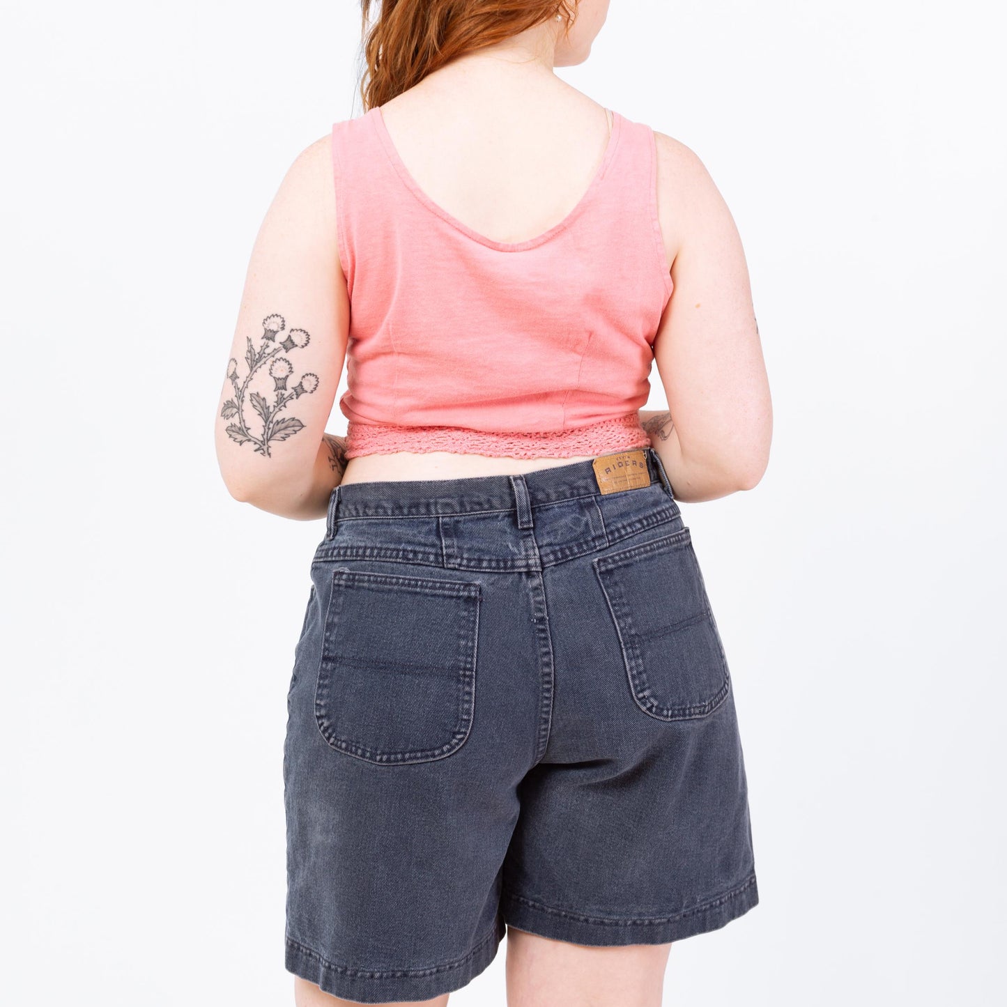 Vintage 80s Pink Cotton Crochet Trim Cropped Tank - Medium | Boho Sleeveless Button Up Crop Top