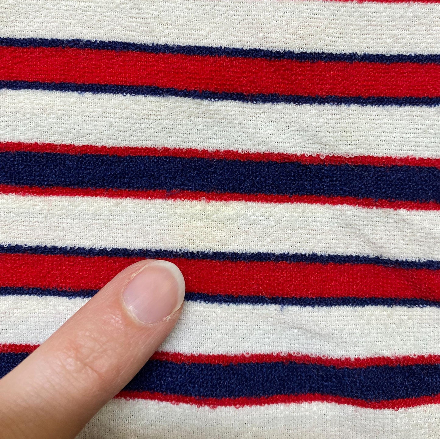 Vintage 60s 70s Mod Striped Terrycloth Tunic Top - Small | Red White & Blue Sleeveless Drawstring Waist Tank Top