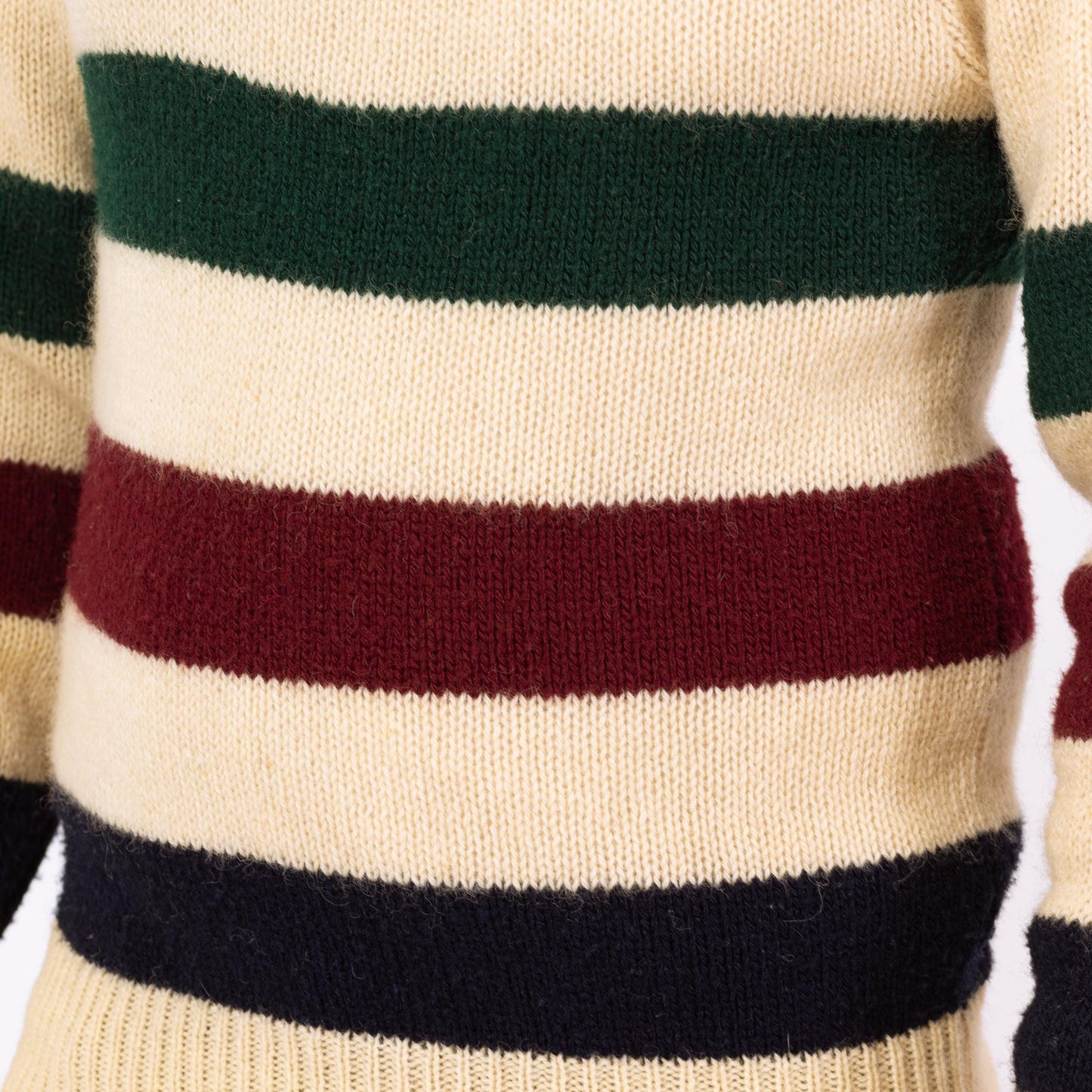 Vintage 70s Striped Knit Henley Sweater - Small | Button Up Long Sleeve Wool Pullover