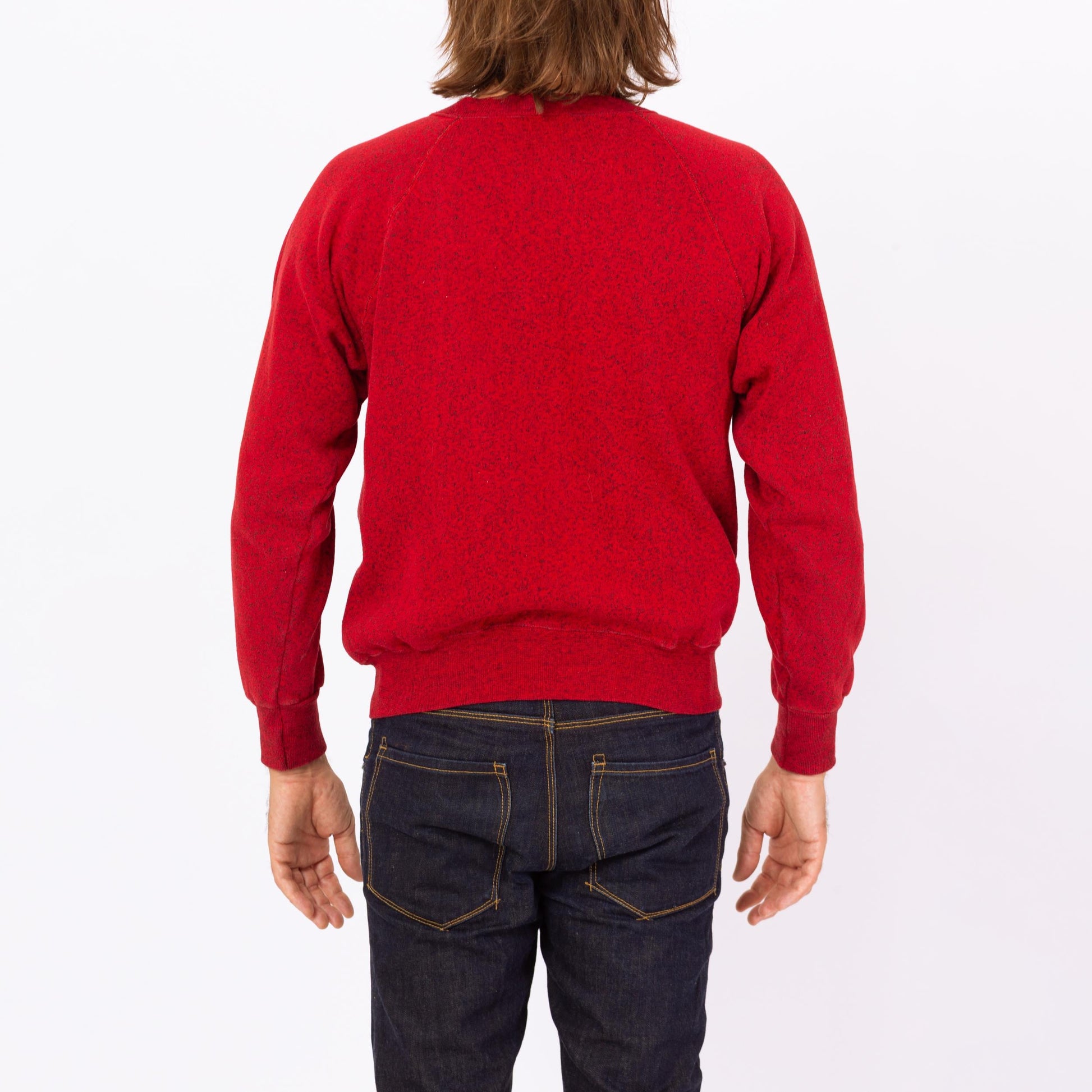 Vintage 90s Gold's Gym Crew Neck Sweatshirt - Medium | Red Weight Lifting Graphic Raglan Sleeve Pullover