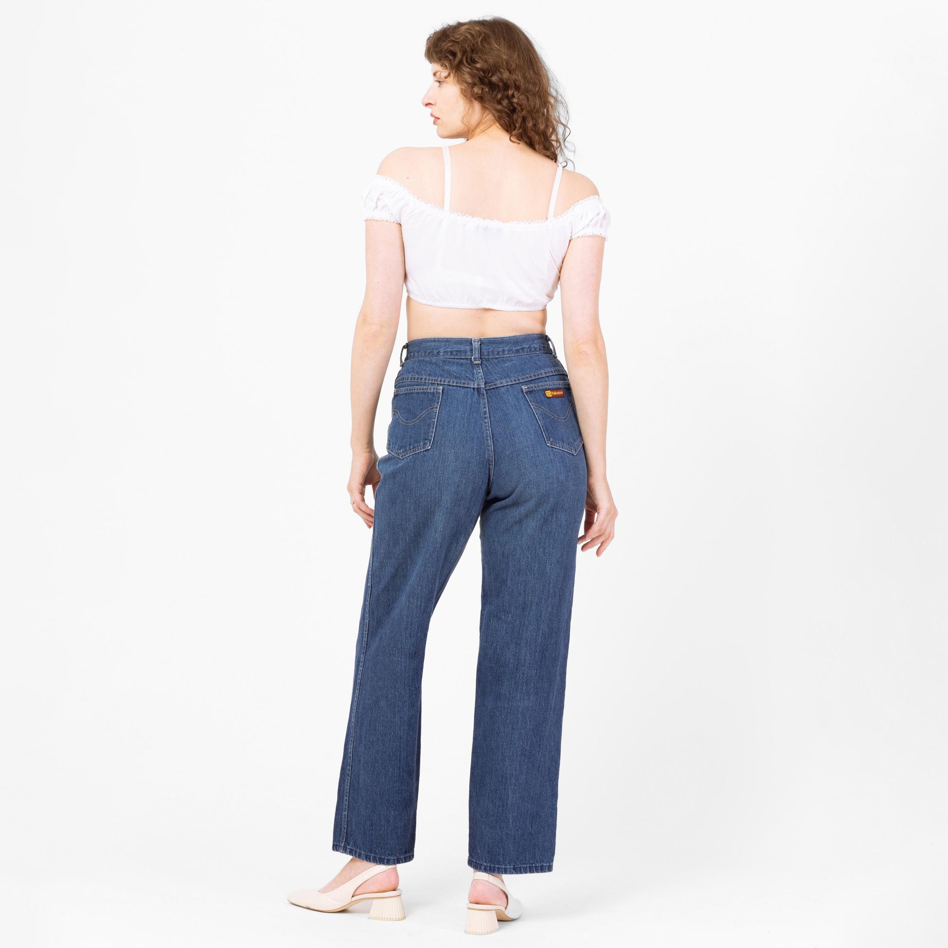 Vintage 70s 80s Straight Leg Jeans - Medium, 29" Waist | High Waisted Dark Wash Mom Jeans