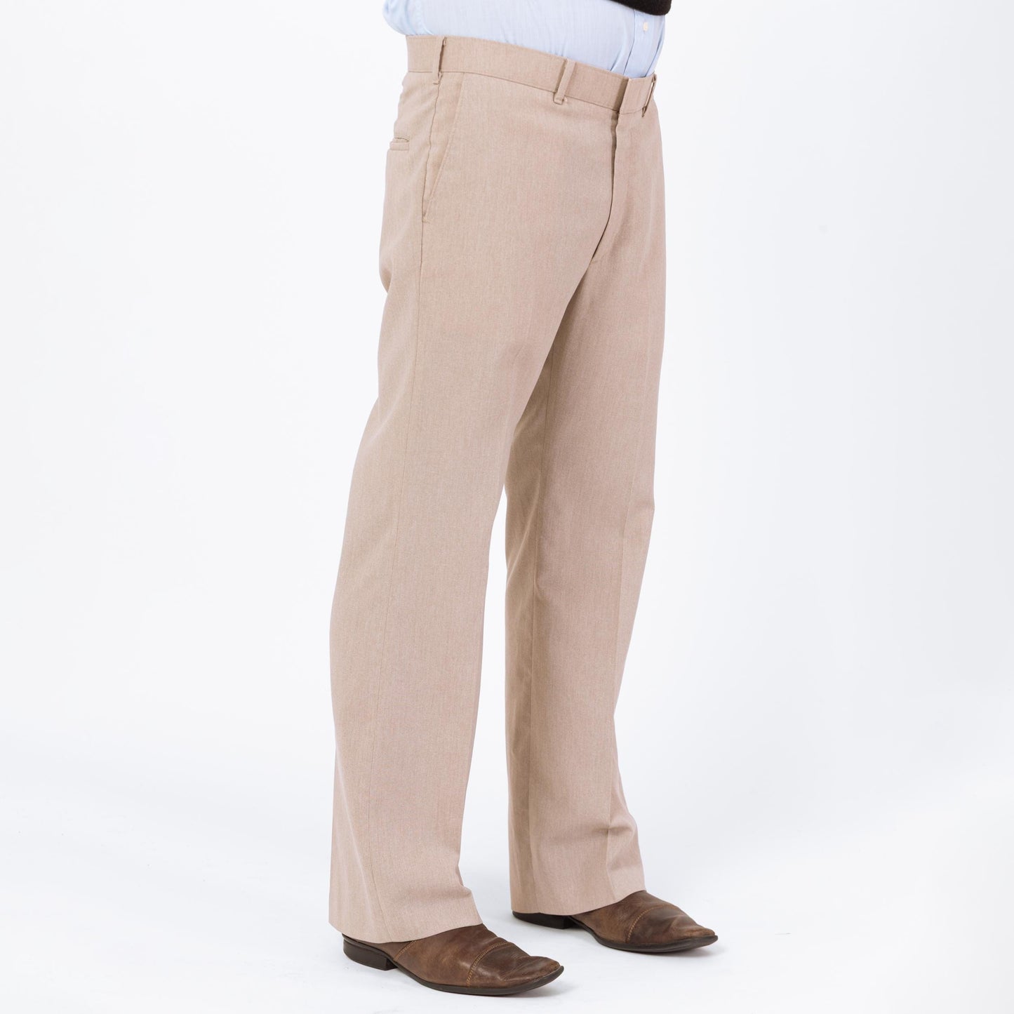 Vintage 70s Levi's Action Slacks - 34x31 | Minimalist Taupe Trousers Bootcut Leg Dress Pants