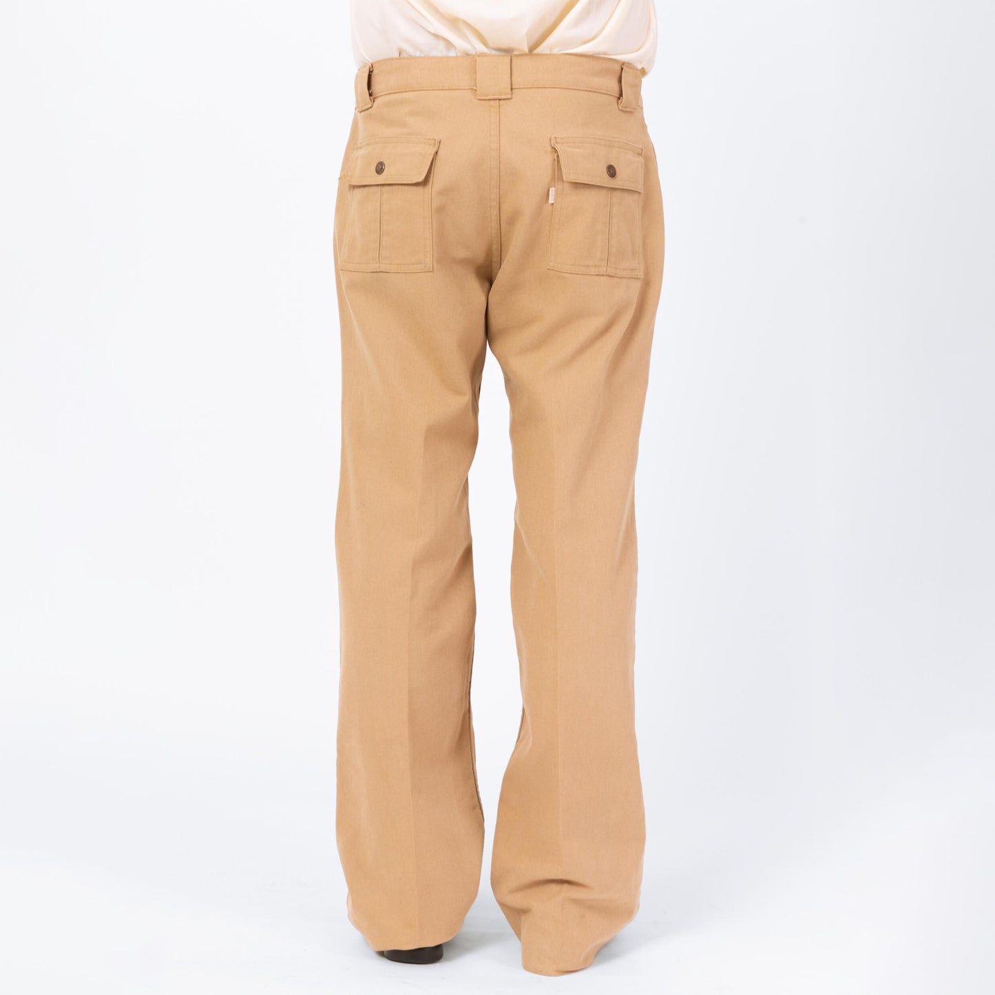 Vintage 70s Levi's Tan Bootcut Pants - 34x31 | Retro Khaki Cargo Pocket Trousers