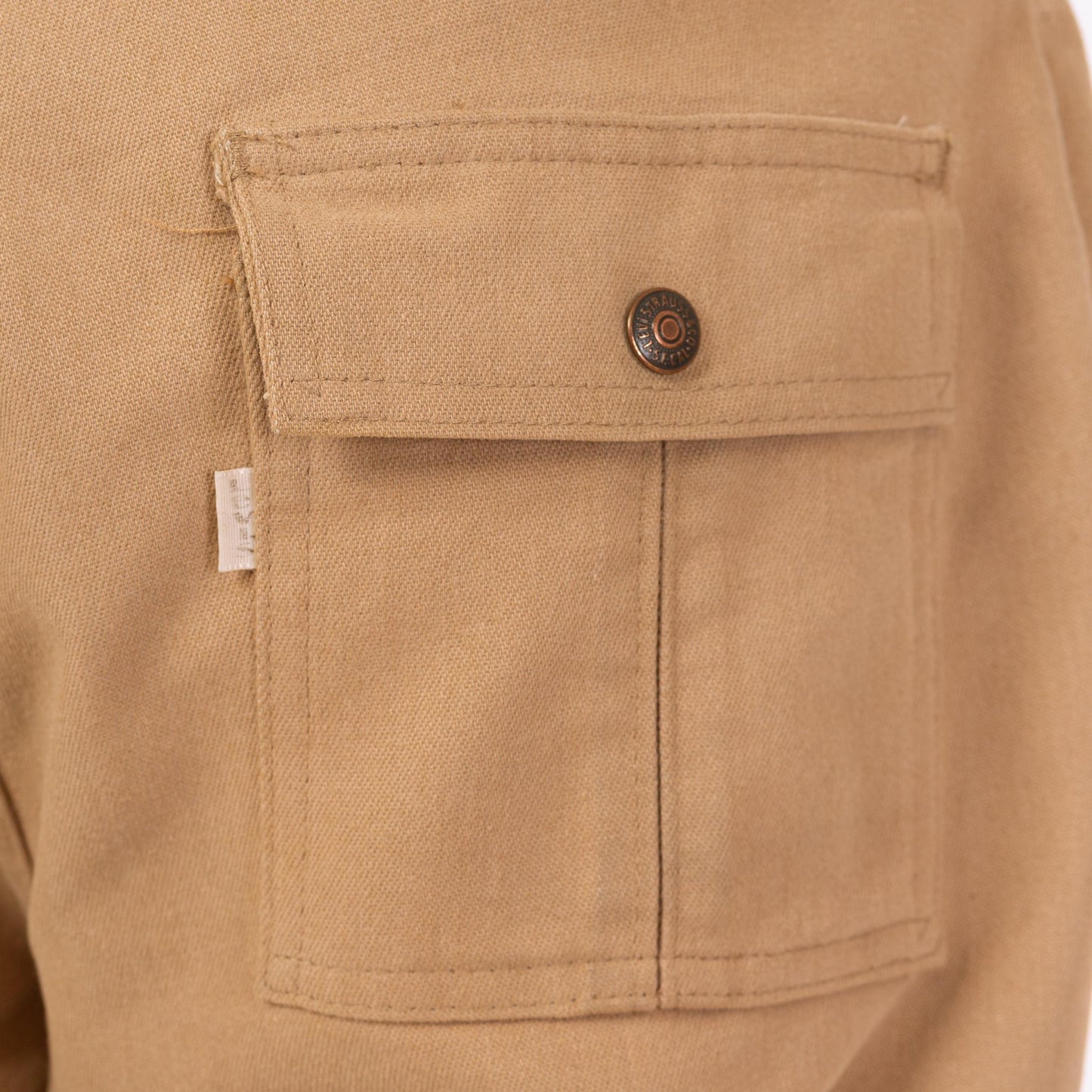 Vintage 70s Levi's Tan Bootcut Pants - 34x31 | Retro Khaki Cargo Pocket Trousers