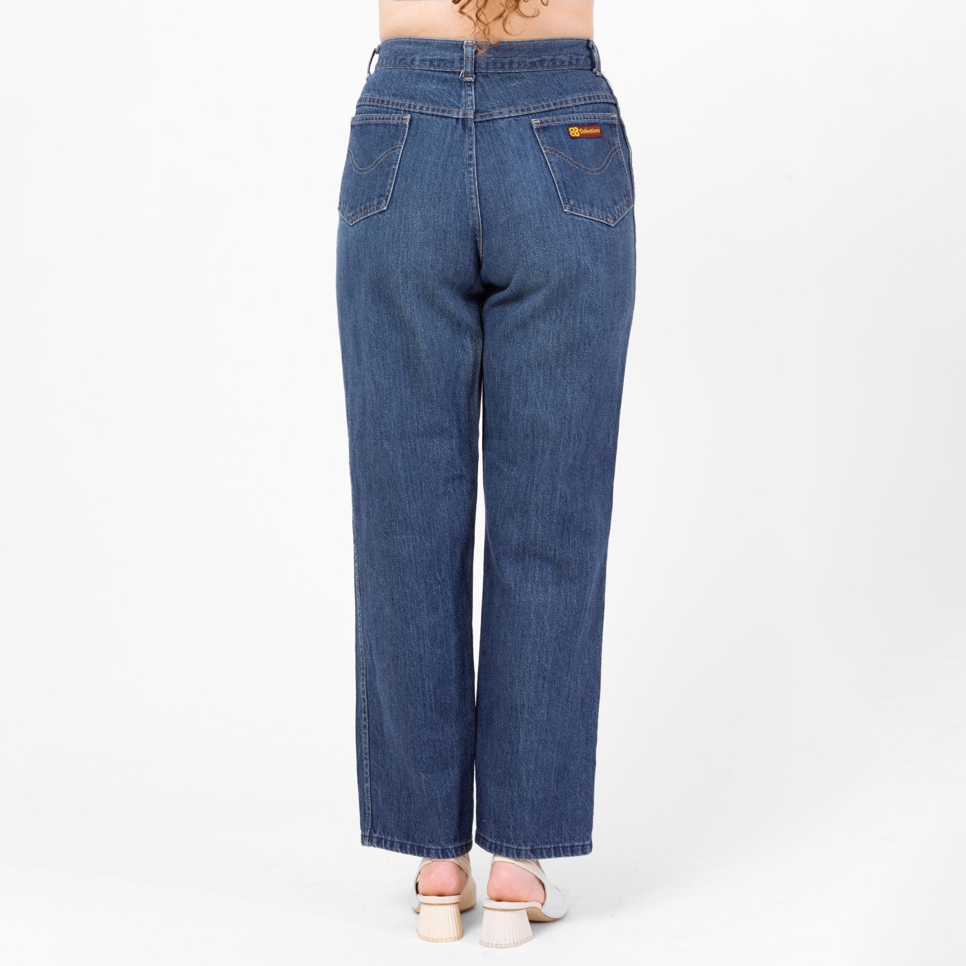 Vintage 70s 80s Straight Leg Jeans - Medium, 29" Waist | High Waisted Dark Wash Mom Jeans