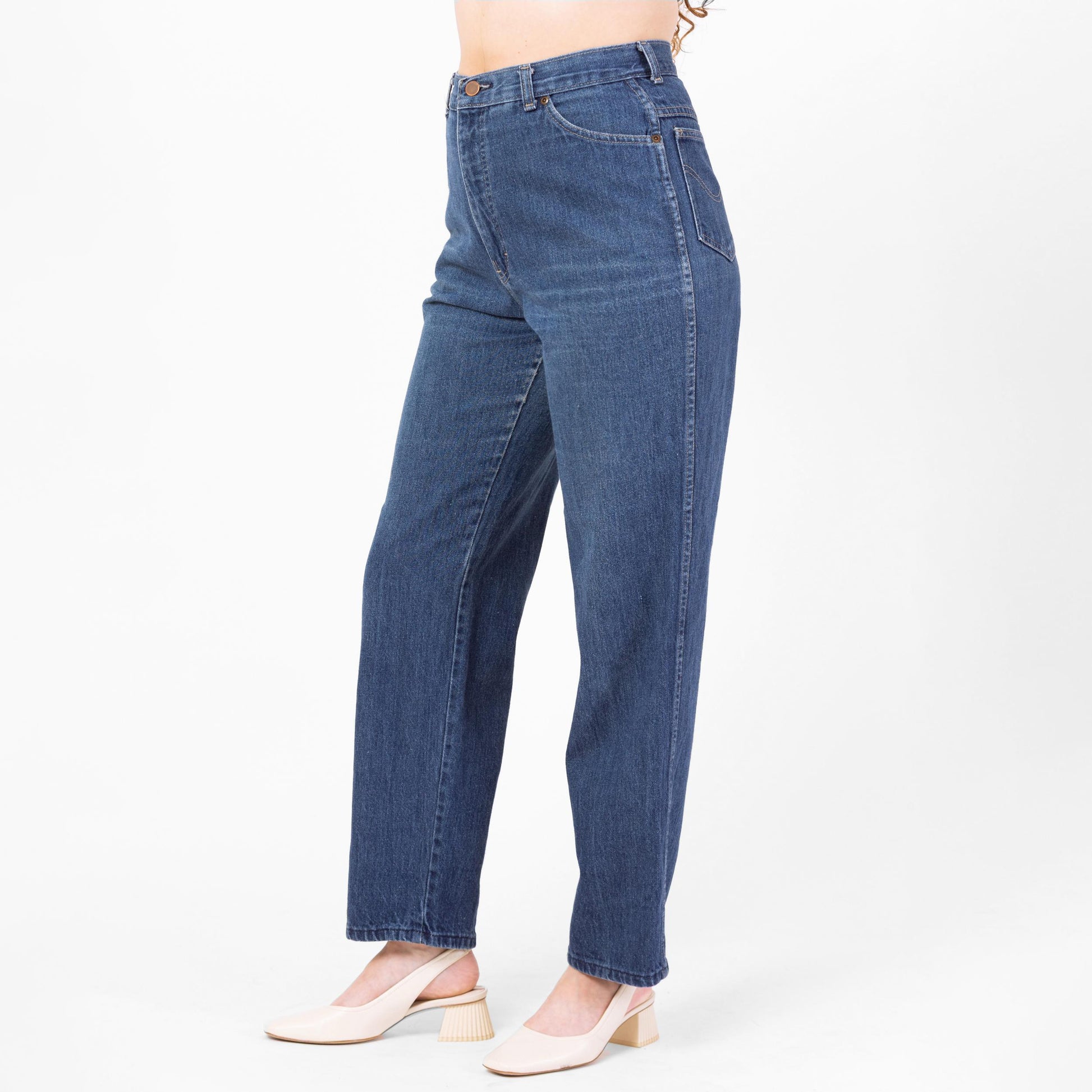 Vintage 70s 80s Straight Leg Jeans - Medium, 29" Waist | High Waisted Dark Wash Mom Jeans