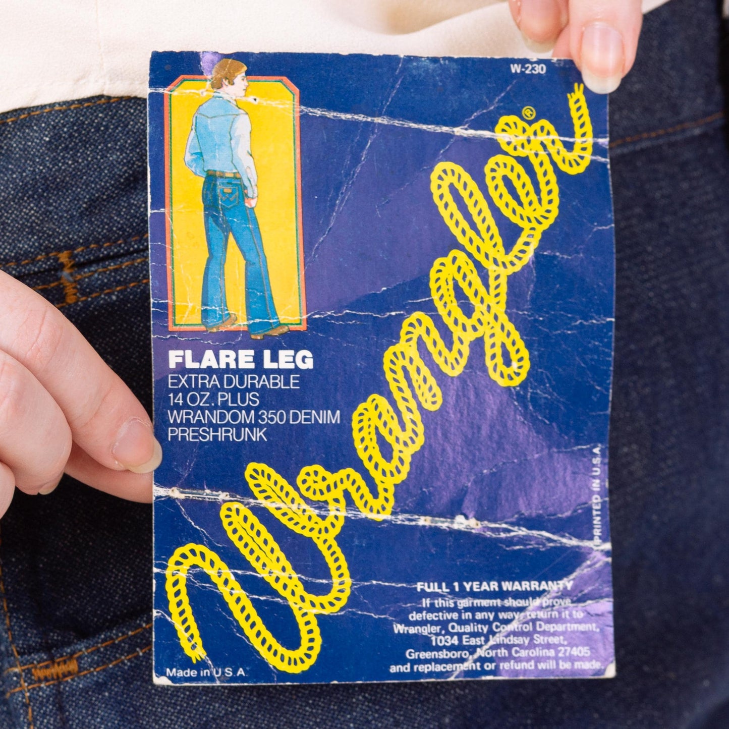 Vintage 70s Wrangler Deadstock Flared Unisex Jeans - 38x30 | Dark Wash Denim High Waisted Bootcut Jeans