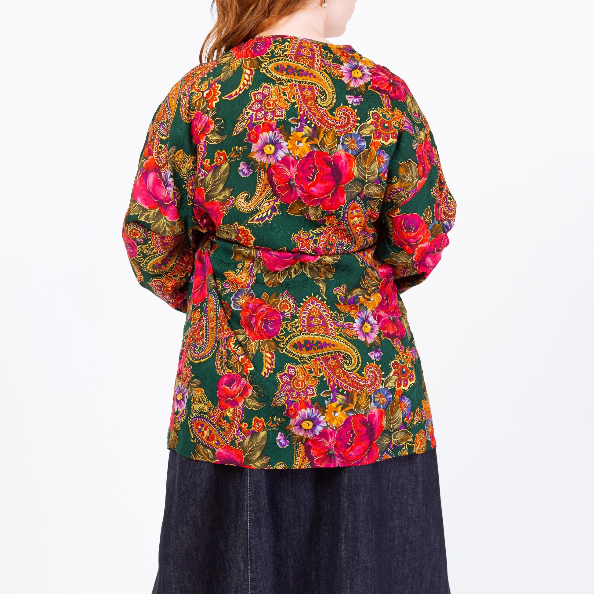 Vintage 90s Victoria's Secret Silk Floral Mini Robe - Medium to Large | Boho Paisley Print Satin Loungewear Kimono