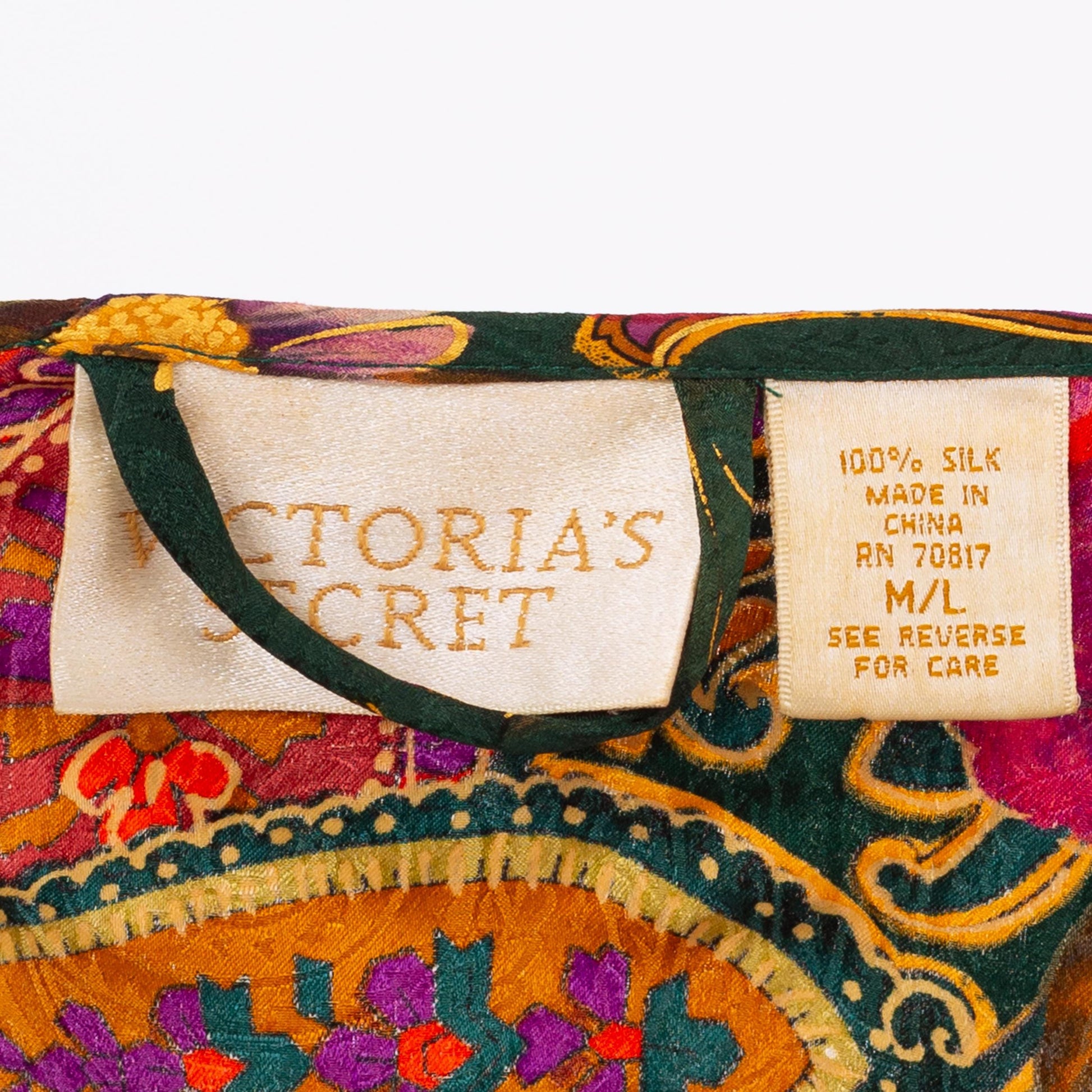 Vintage 90s Victoria's Secret Silk Floral Mini Robe - Medium to Large | Boho Paisley Print Satin Loungewear Kimono