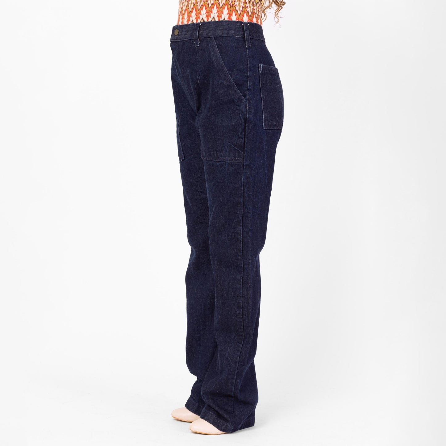 Vintage 70s 80s Dark Wash Camp Pocket Unisex Jeans - 33x34 | Straight Leg Denim High Waisted Long Inseam Tall Jeans