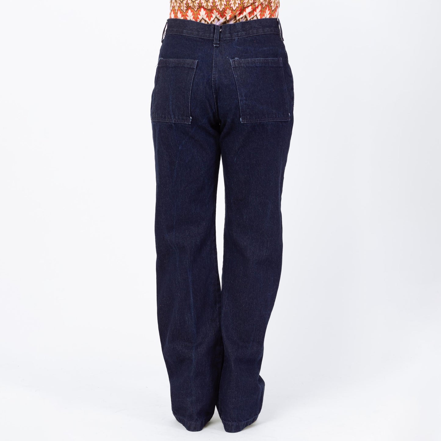 Vintage 70s 80s Dark Wash Camp Pocket Unisex Jeans - 33x34 | Straight Leg Denim High Waisted Long Inseam Tall Jeans