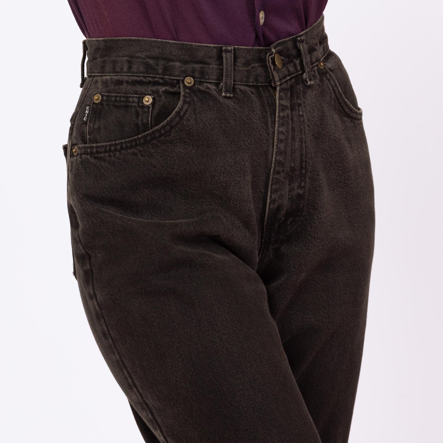 Vintage 80s Black Chic High Waisted Jeans - Medium, 28" Waist | Denim Tapered Leg Mom Jeans