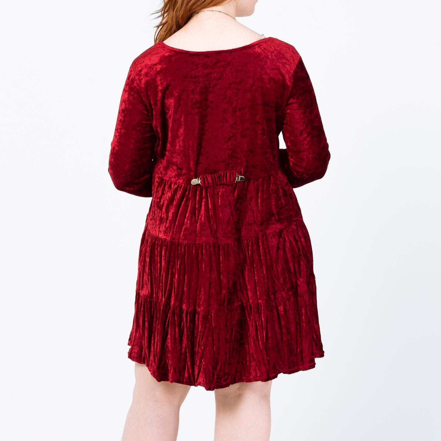 Vintage 90s Red Crushed Velvet Babydoll Mini Dress - Medium | Whimsigoth Dress, Long Sleeve Button Up Grunge Dress