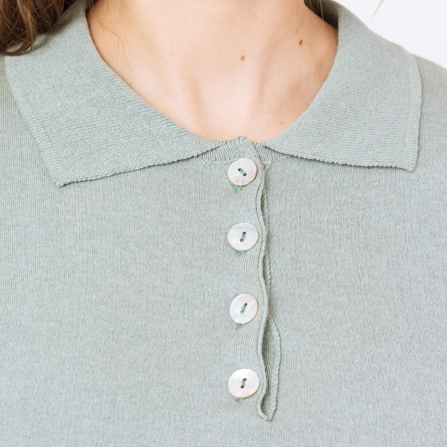 Vintage 90s Mint Green Knit Polo Mini Dress - Medium | Preppy Minimalist Collared Short Sleeve Sweater Dress