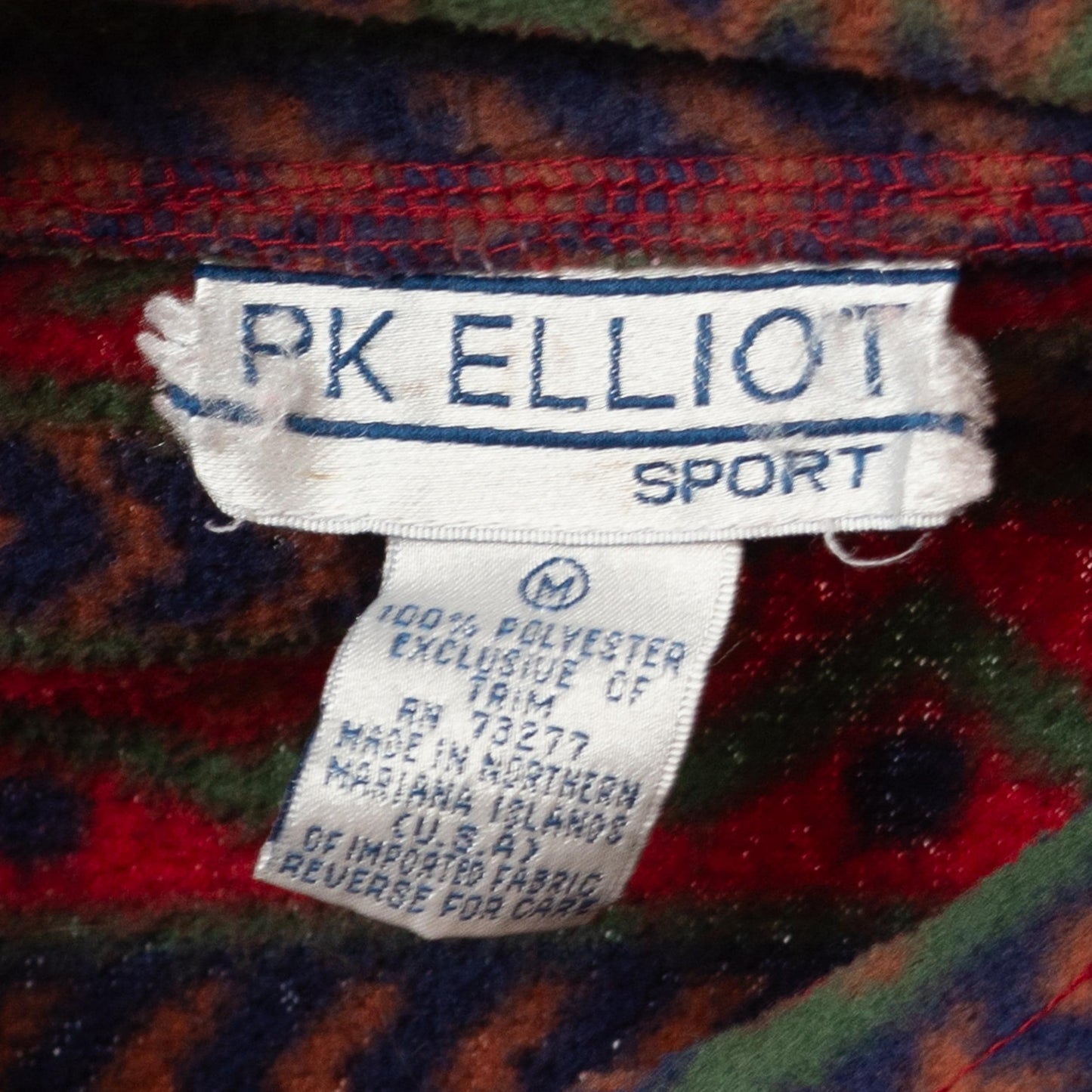 Vintage 80s Striped Geometric Fleece Quarter Zip Sweatshirt - Medium | Oversize Mockneck Pullover Sweater