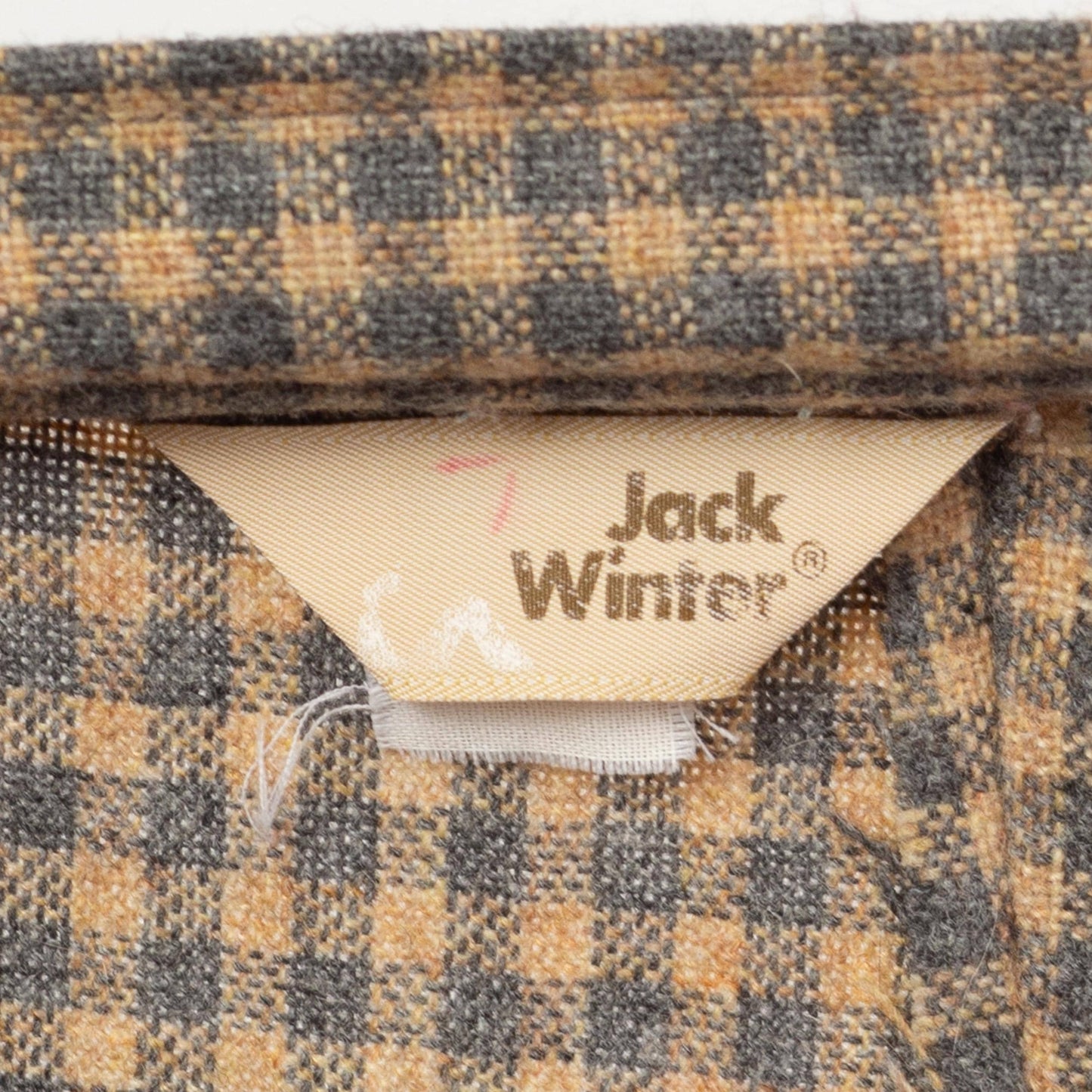 Vintage 70s Yellow & Grey Plaid Wool Pants - Medium, 28" Waist | Jack Winter High Waisted Straight Leg Trousers