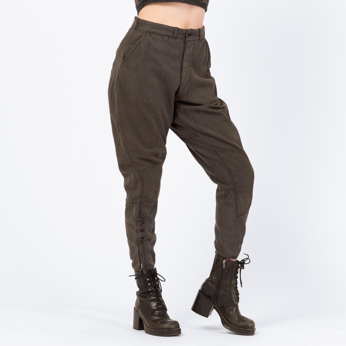 Vintage 1940s Grey Jodphurs Riding Pants - 30x27 | 40s 50s High Waisted Equestrian Pants Military Breeches