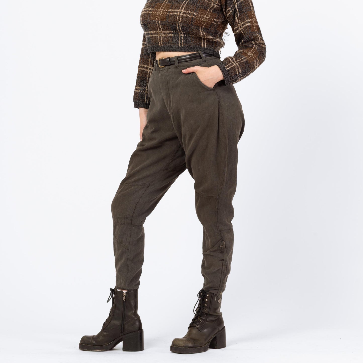 Vintage 1940s Grey Jodphurs Riding Pants - 30x27 | 40s 50s High Waisted Equestrian Pants Military Breeches