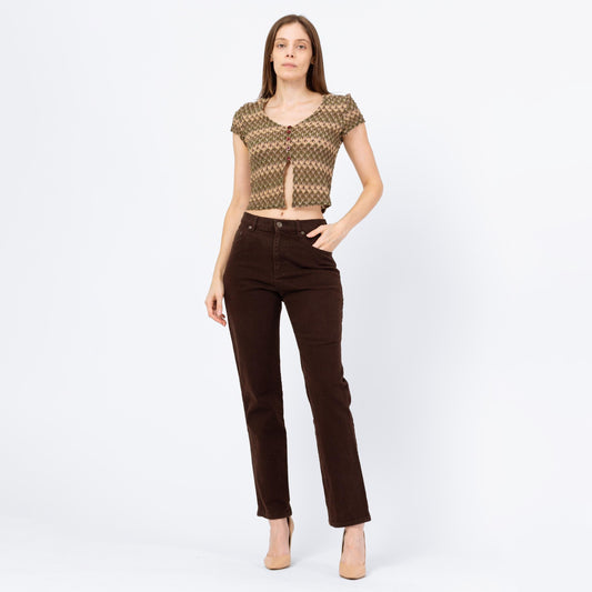 Vintage 90s Ralph Lauren Dark Brown Mid Rise Jeans - Small | Tapered Leg Dark Wash Stretch Jeans