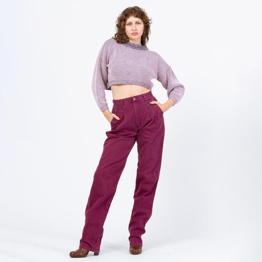 Vintage 90s Rockies Magenta High Waisted Western Jeans - Medium Long, 28" Waist | Pink Purple Denim Tall Tapered Leg Mom Jeans