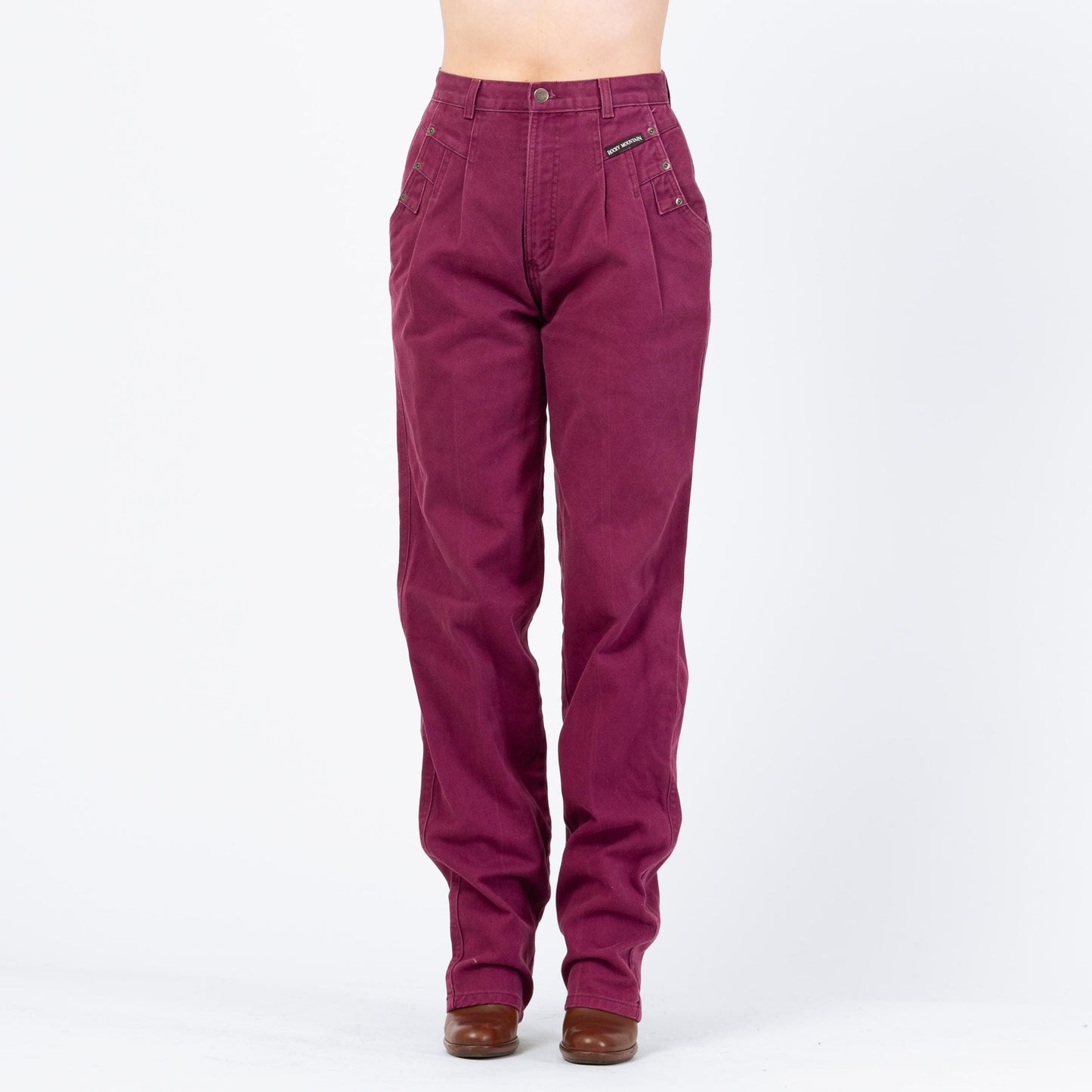 Vintage 90s Rockies Magenta High Waisted Western Jeans - Medium Long, 28" Waist | Pink Purple Denim Tall Tapered Leg Mom Jeans