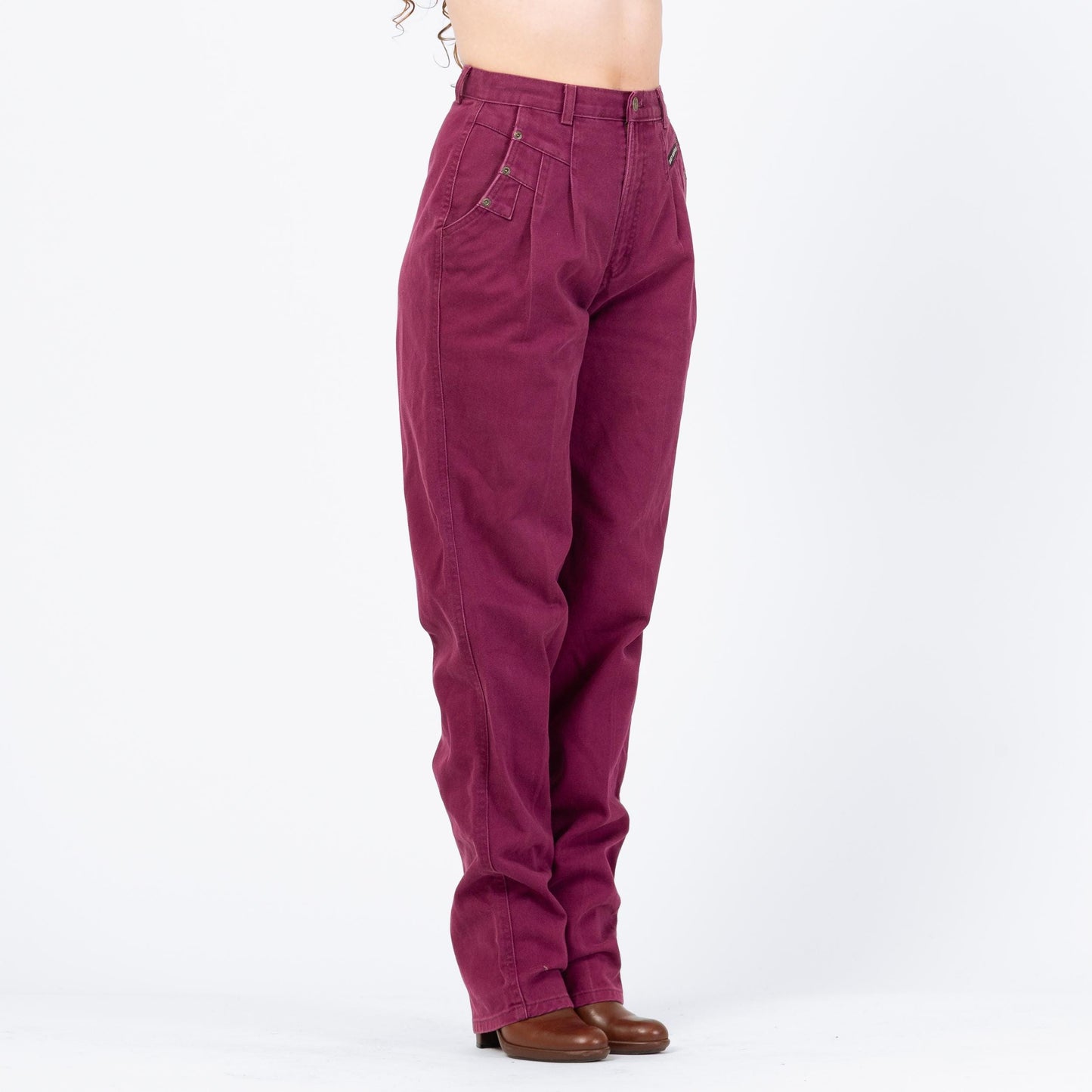 Vintage 90s Rockies Magenta High Waisted Western Jeans - Medium Long, 28" Waist | Pink Purple Denim Tall Tapered Leg Mom Jeans