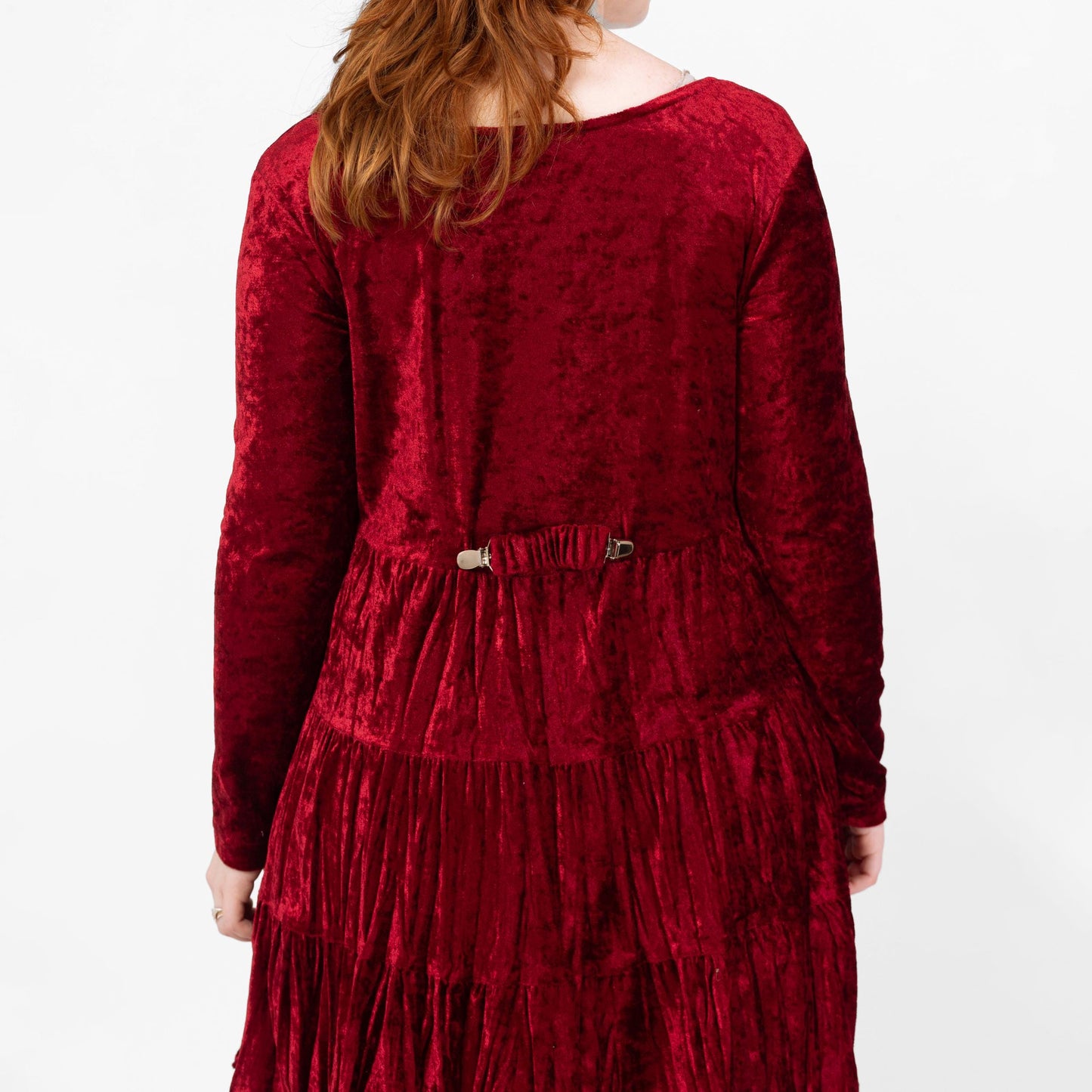Vintage 90s Red Crushed Velvet Babydoll Mini Dress - Medium | Whimsigoth Dress, Long Sleeve Button Up Grunge Dress