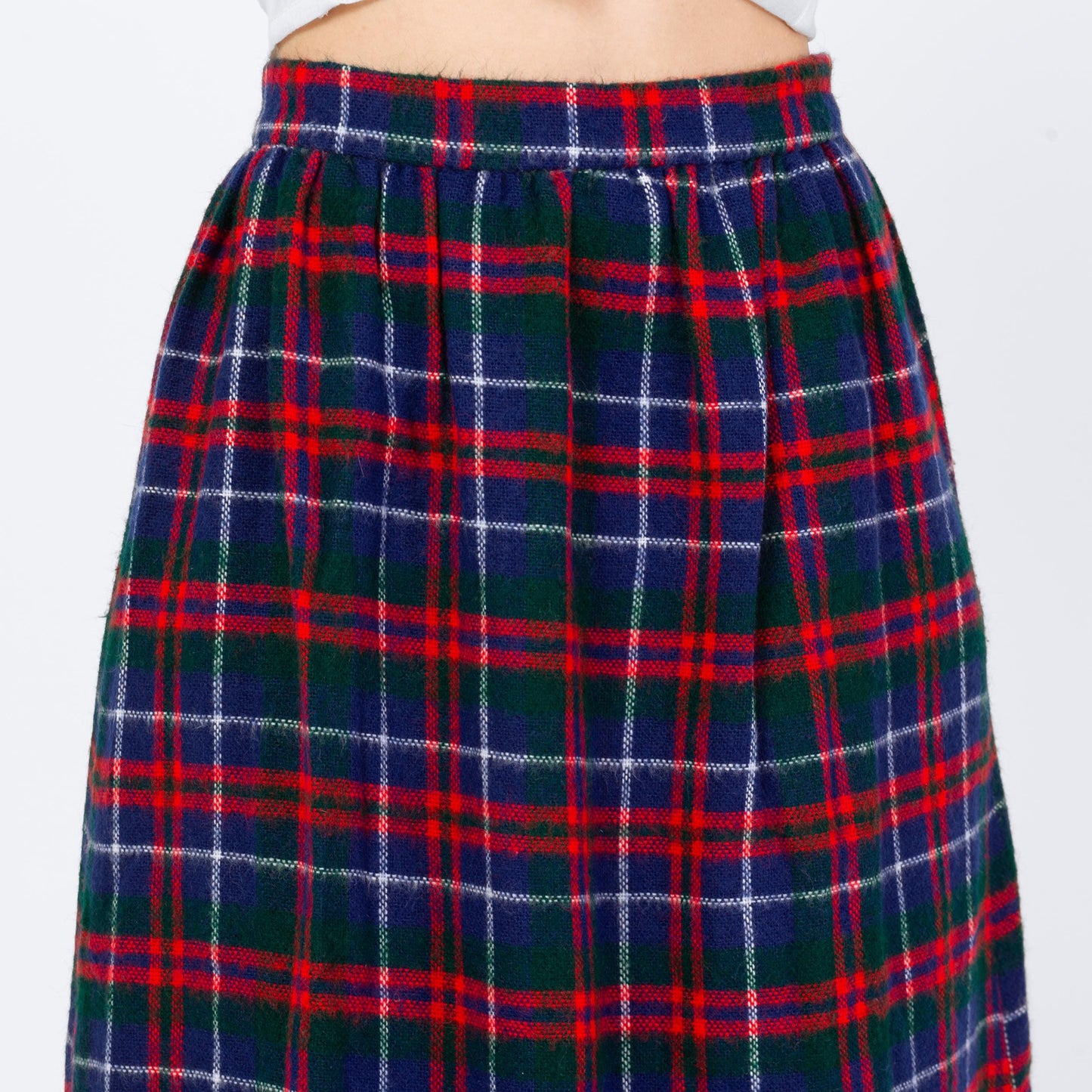Vintage 60s Plaid Soft Knit High Waist Maxi Skirt - Small, 26" Waist