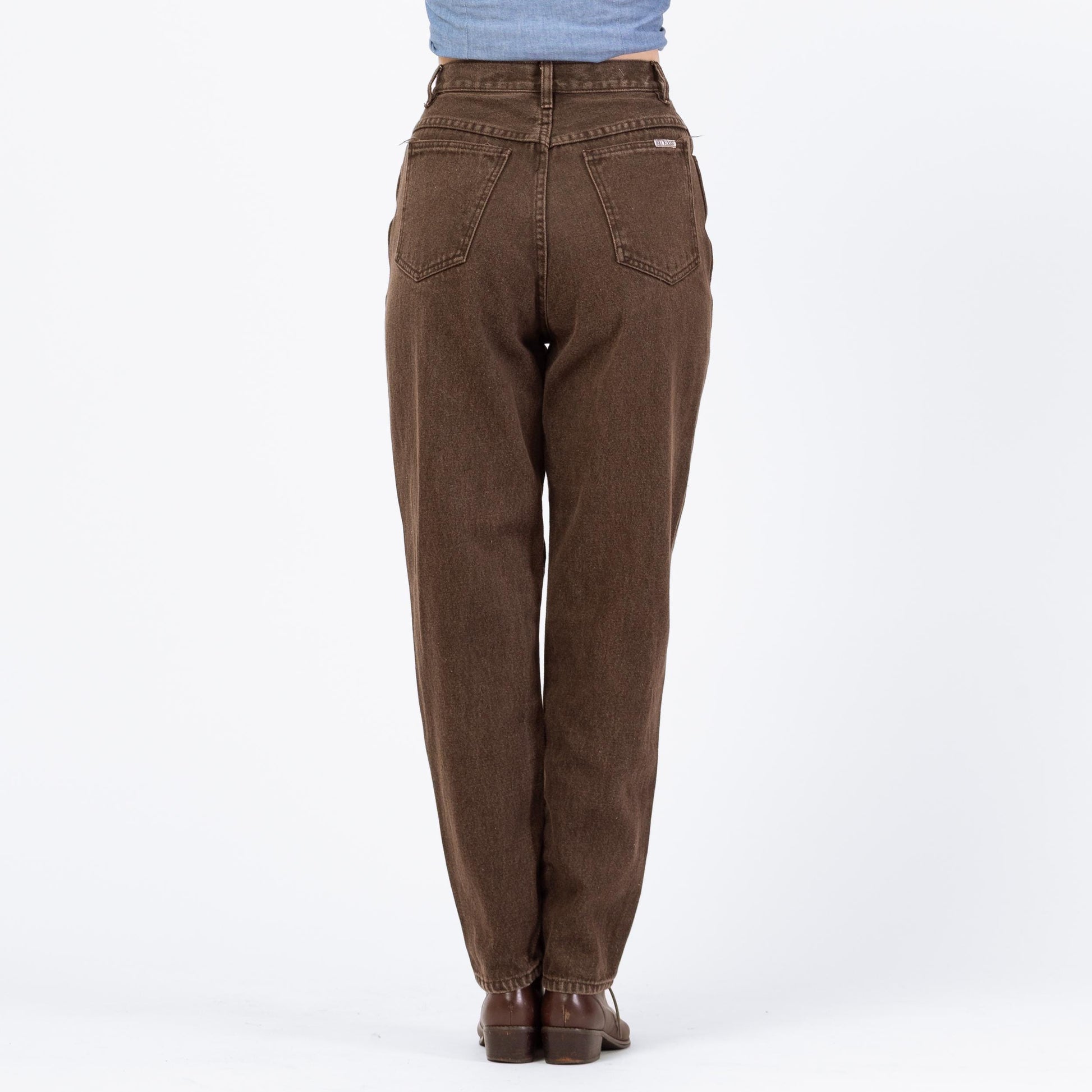 Vintage 90s Faded Brown High Waisted Jeans - Medium, 28" Waist | Denim Tapered Leg Yoked Waist Mom Jeans