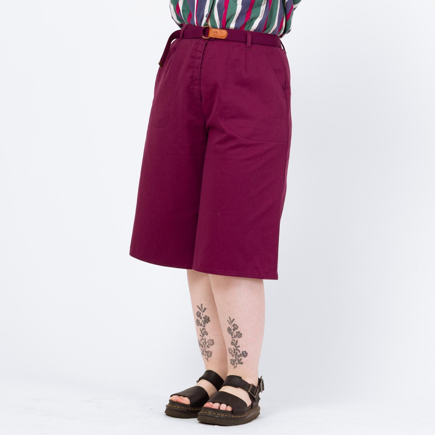 Vintage 80s Magenta High Waisted Long Shorts - Medium to Large, 29"-32" Waist