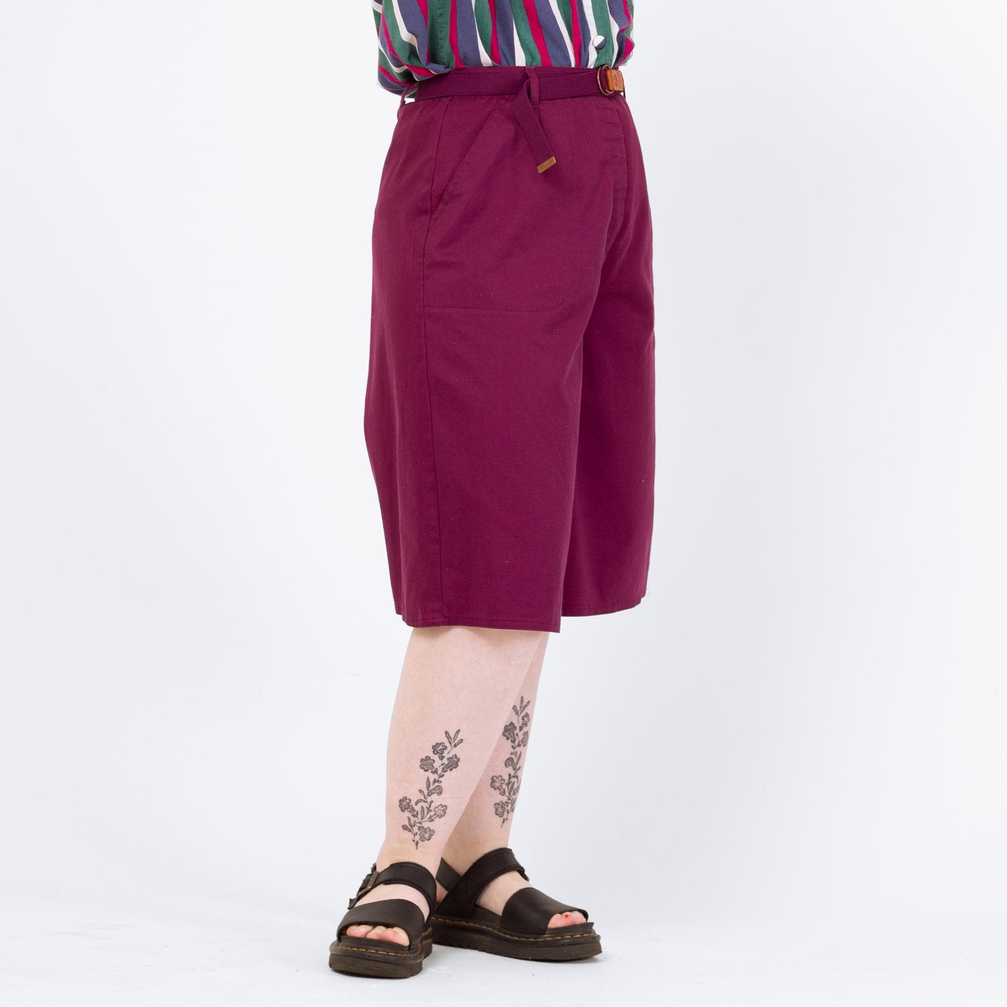 Vintage 80s Magenta High Waisted Long Shorts - Medium to Large, 29"-32" Waist