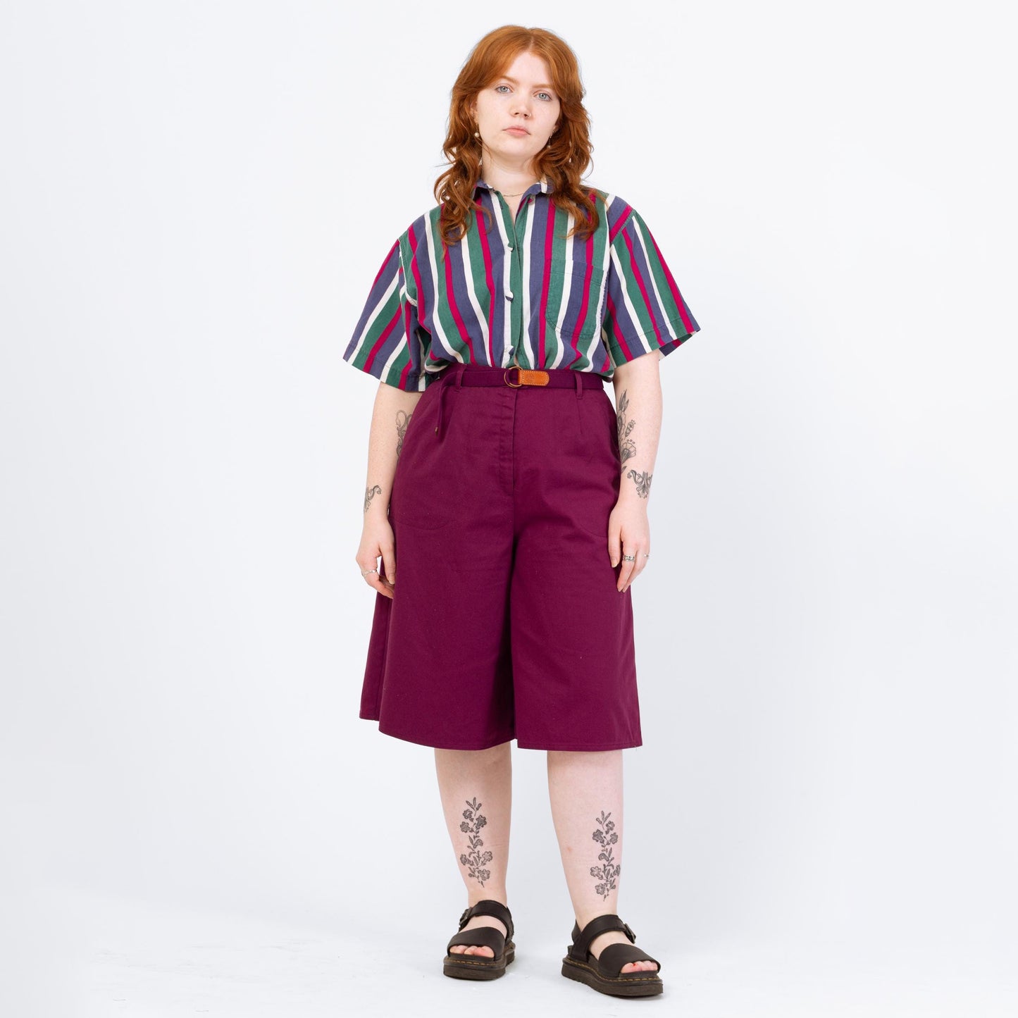 Vintage 80s Magenta High Waisted Long Shorts - Medium to Large, 29"-32" Waist