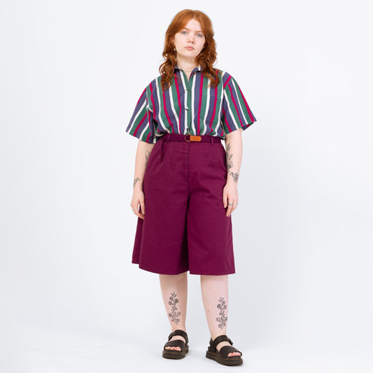 Vintage 80s Magenta High Waisted Long Shorts - Medium to Large, 29"-32" Waist