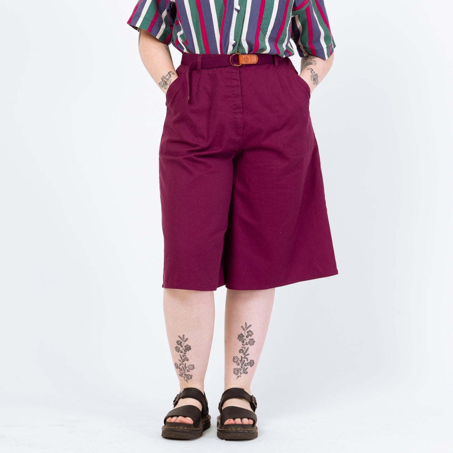 Vintage 80s Magenta High Waisted Long Shorts - Medium to Large, 29"-32" Waist