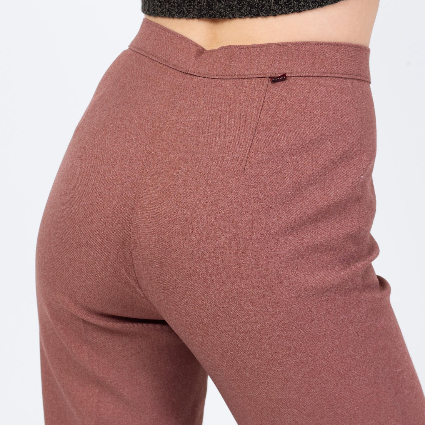 Vintage 70s Levis Dusty Rose High Waisted Trousers - Medium, 28" Waist | Levi's Minimalist Straight Leg Polyester Pants