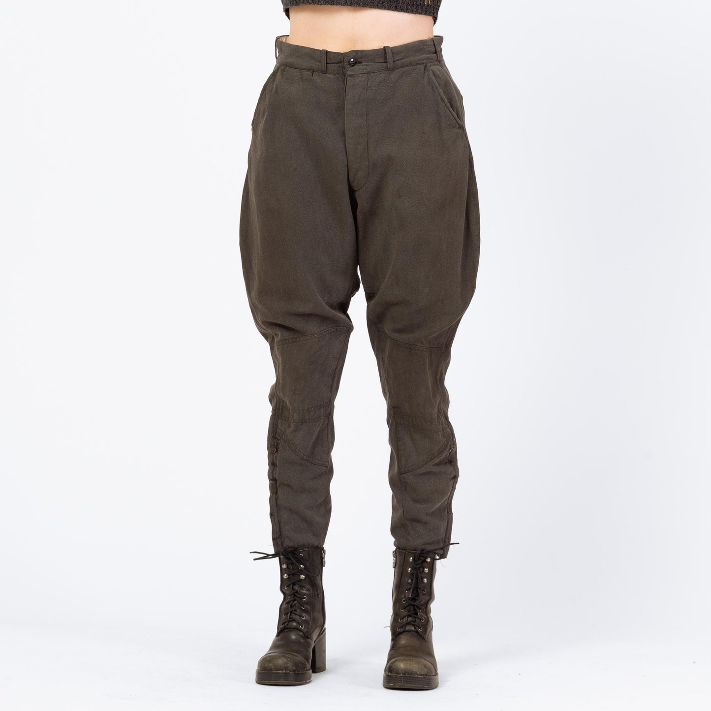 Vintage 1940s Grey Jodphurs Riding Pants - 30x27 | 40s 50s High Waisted Equestrian Pants Military Breeches