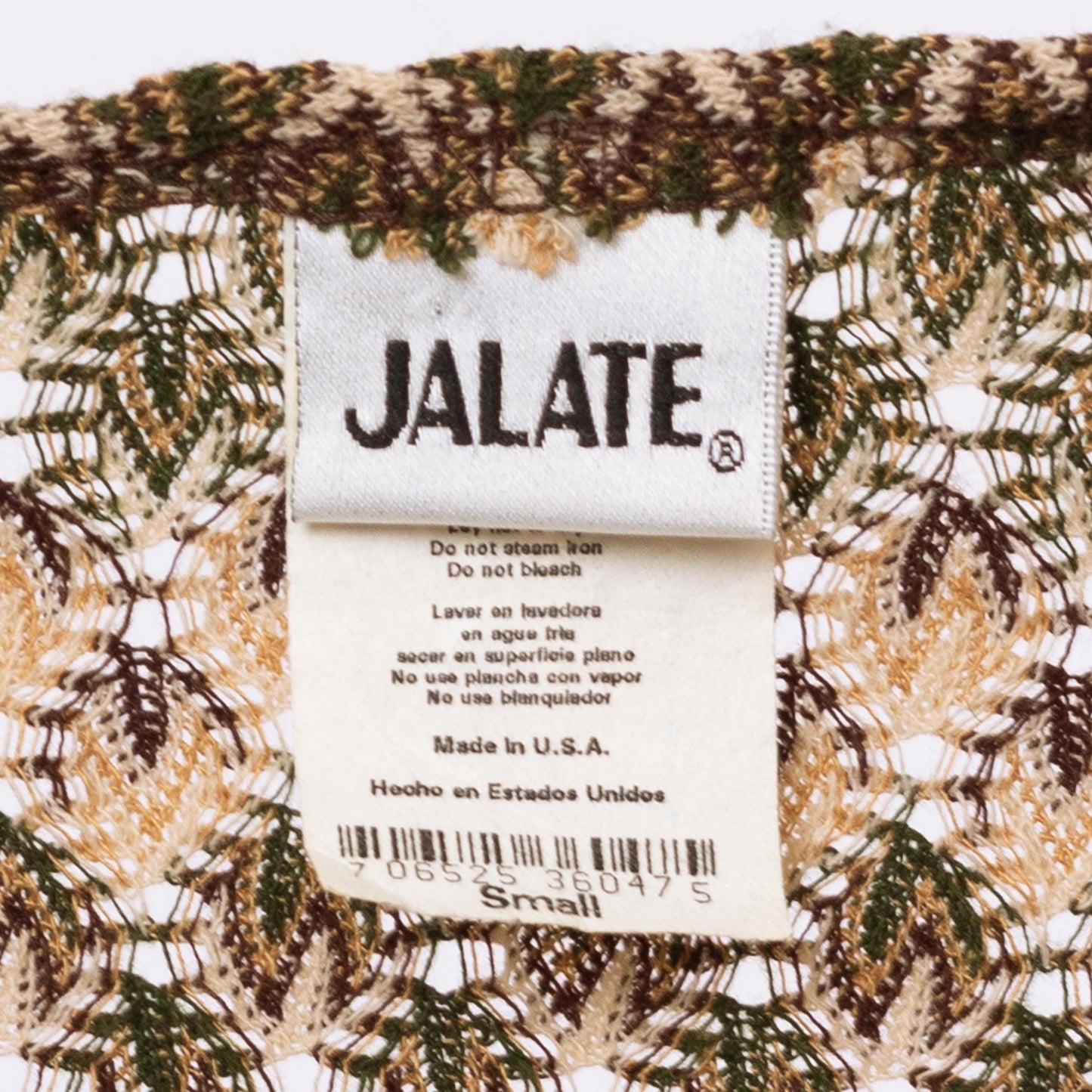 Vintage Y2K Flame Stitch Knit Split Front Crop Top - Small | Boho 2000s Olive Green Short Sleeve Cropped Blouse