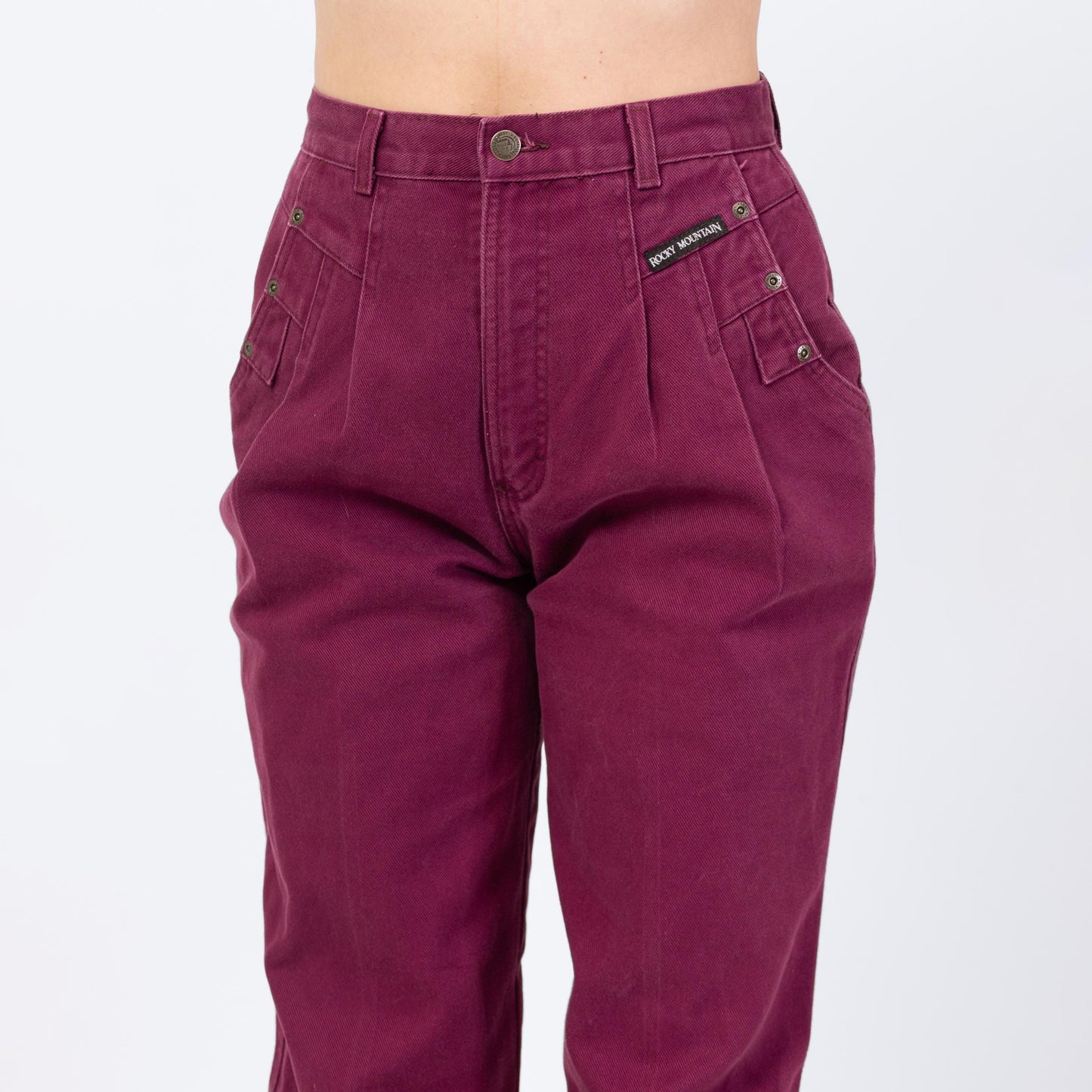 Vintage 90s Rockies Magenta High Waisted Western Jeans - Medium Long, 28" Waist | Pink Purple Denim Tall Tapered Leg Mom Jeans