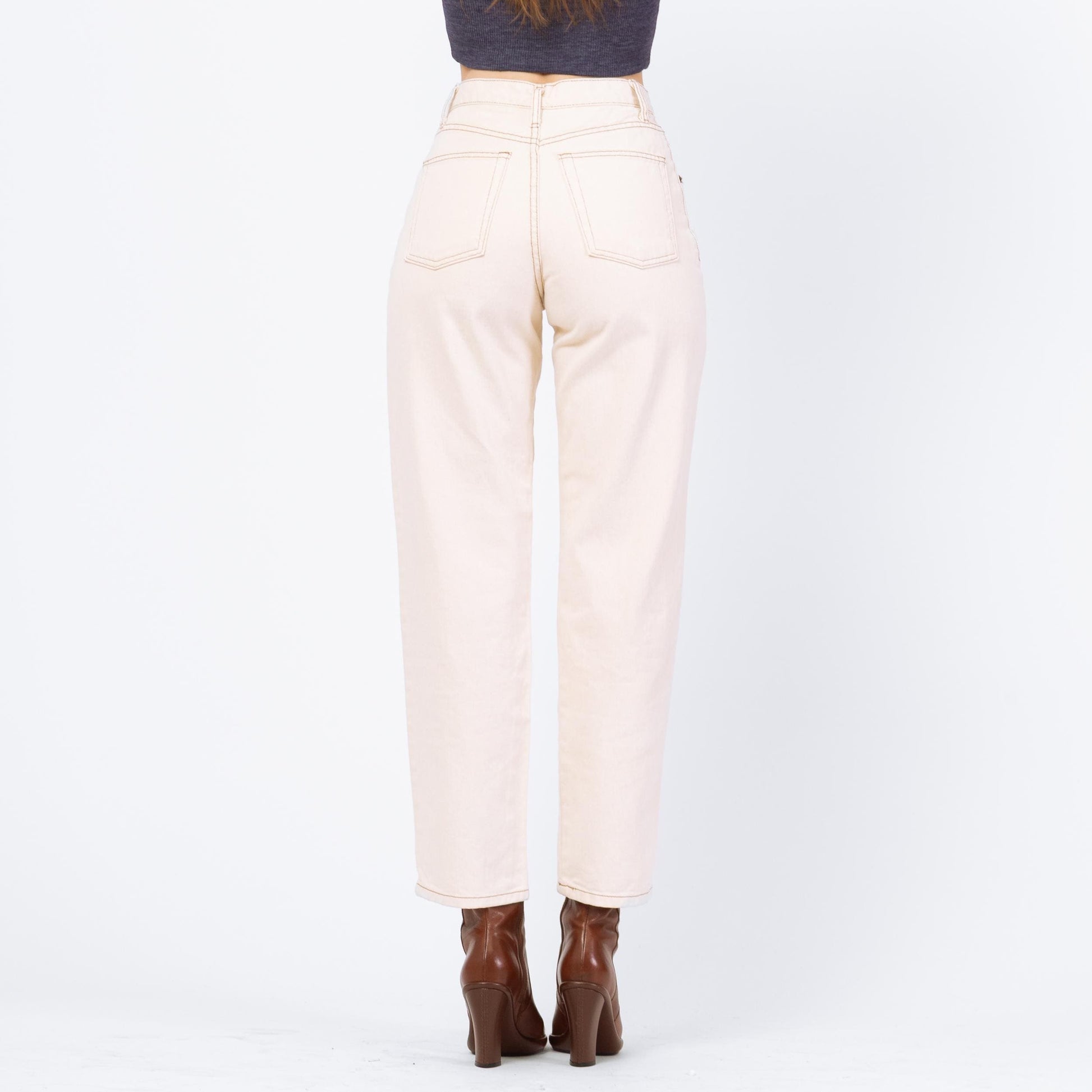 Vintage 90s Ecru High Waisted Jeans - Small, 26" Waist | Contempo Casuals Cream Off-White Straight Leg Denim Mom Jeans