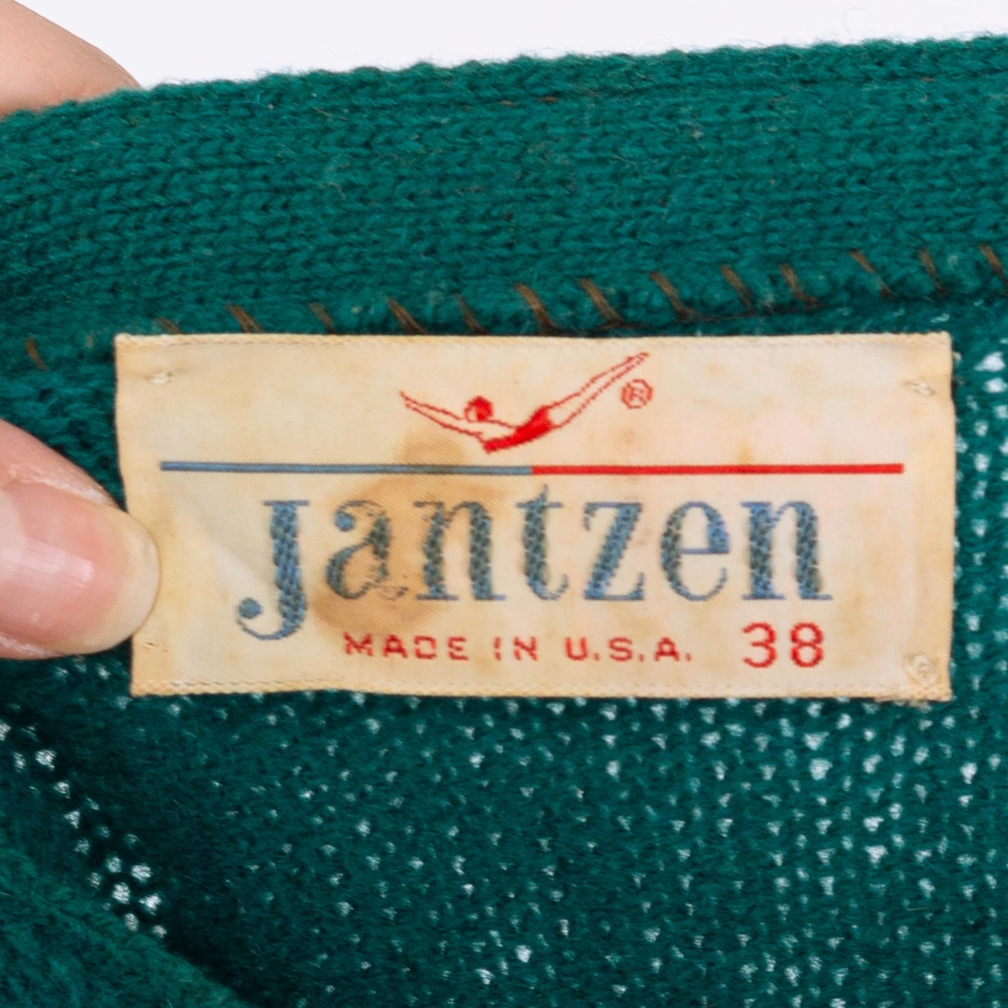 Vintage 60s Jantzen Teal Green Cardigan - Medium