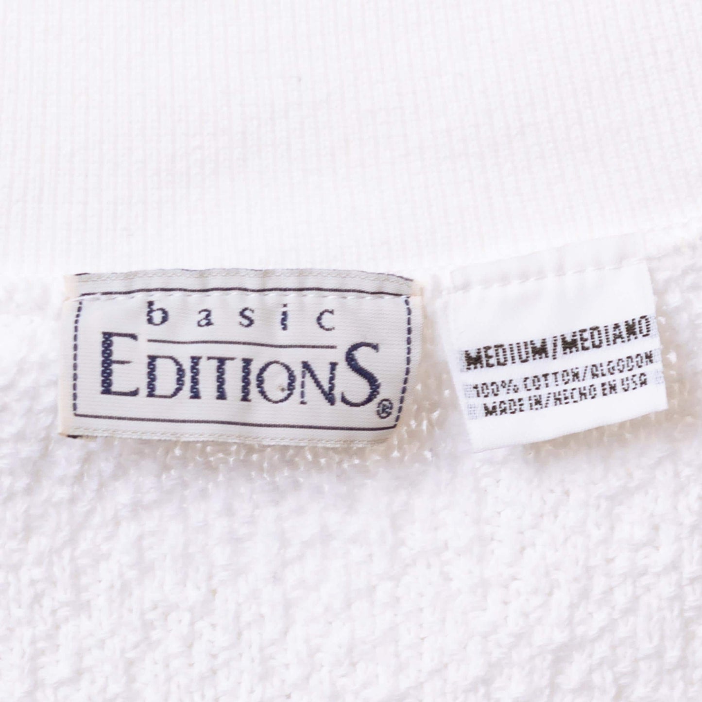 Vintage 90s White Cotton Knit Polo Top - Medium