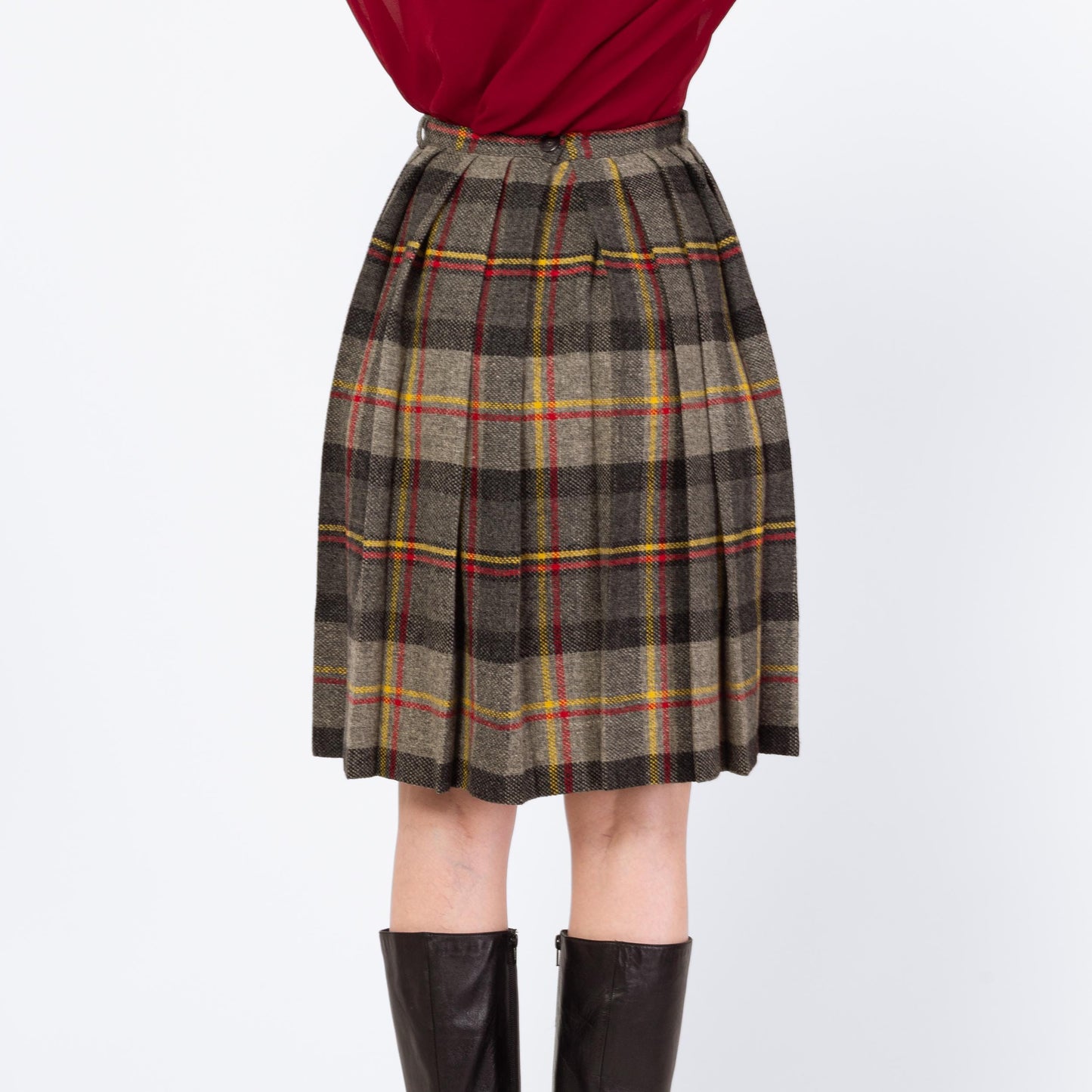 Vintage 60s Preppy Plaid Mini Skirt & Vest Set - Extra Small