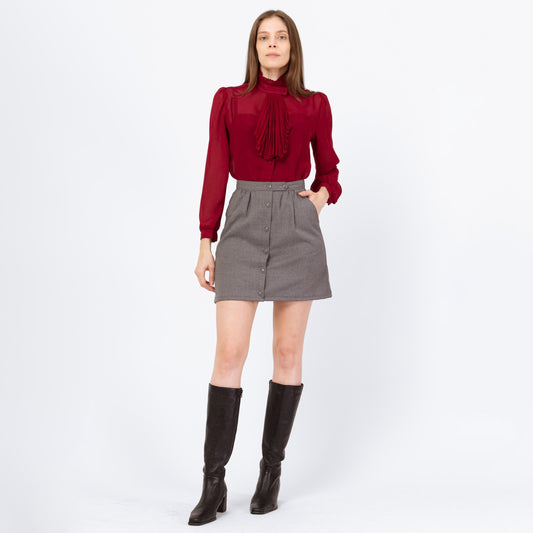 Vintage 70s Mod Grey Mini Skirt - Extra Small, 25" Waist
