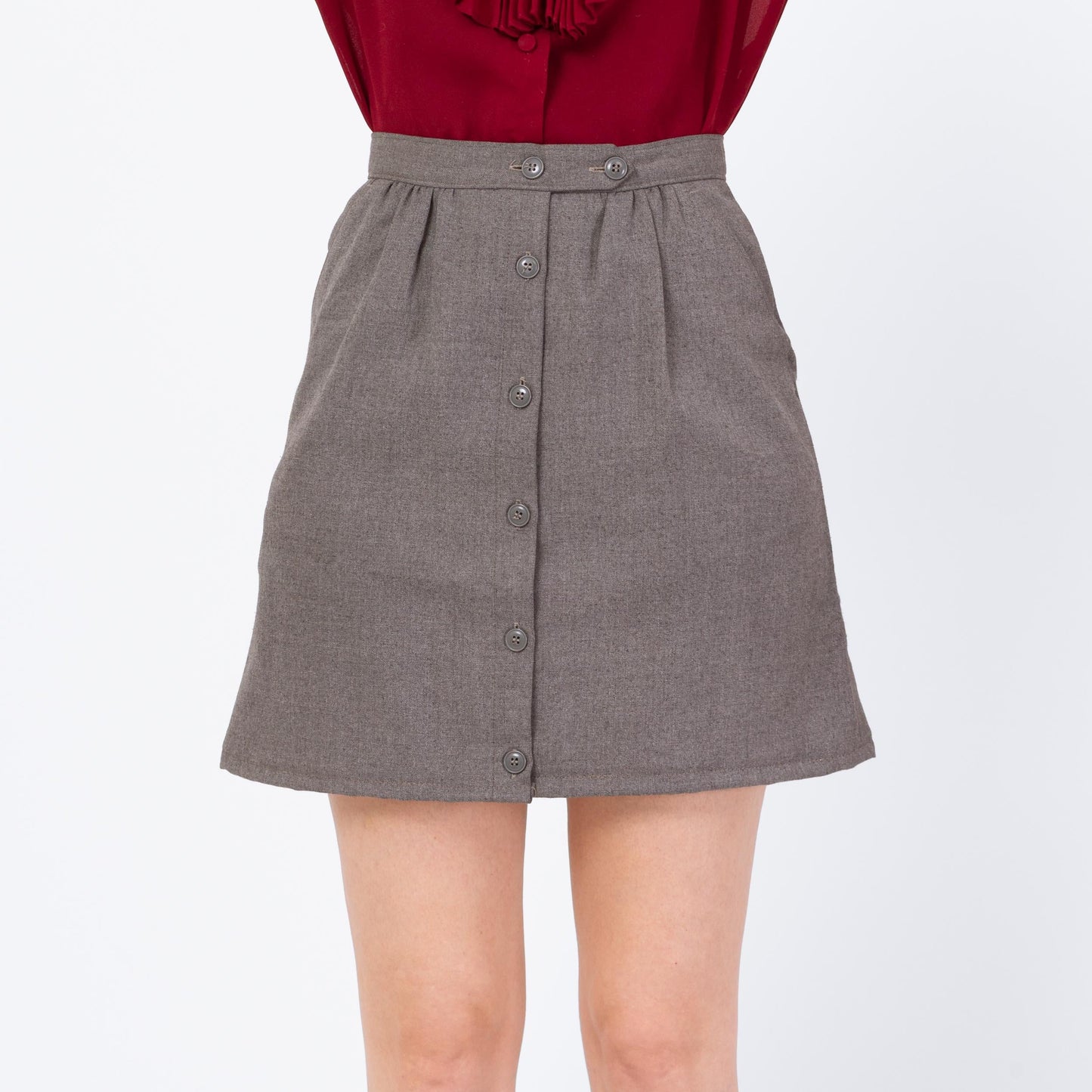 Vintage 70s Mod Grey Mini Skirt - Extra Small, 25" Waist