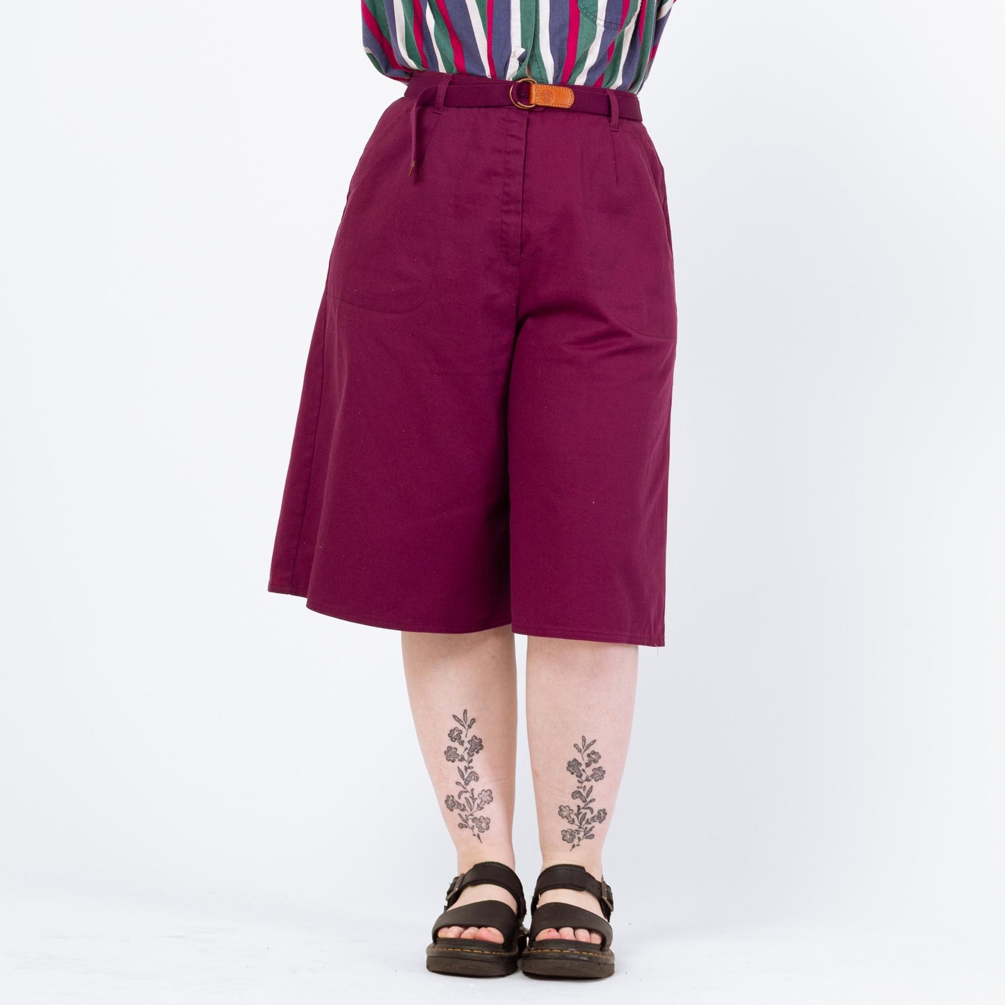 Vintage 80s Magenta High Waisted Long Shorts - Medium to Large, 29"-32" Waist